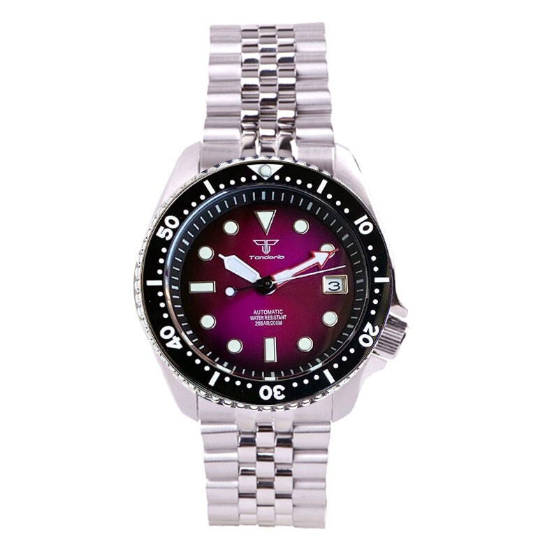 Tandorio 41mm Sapphire 20ATM Luminous Automatic NH35 Men Watch Steel Band Date