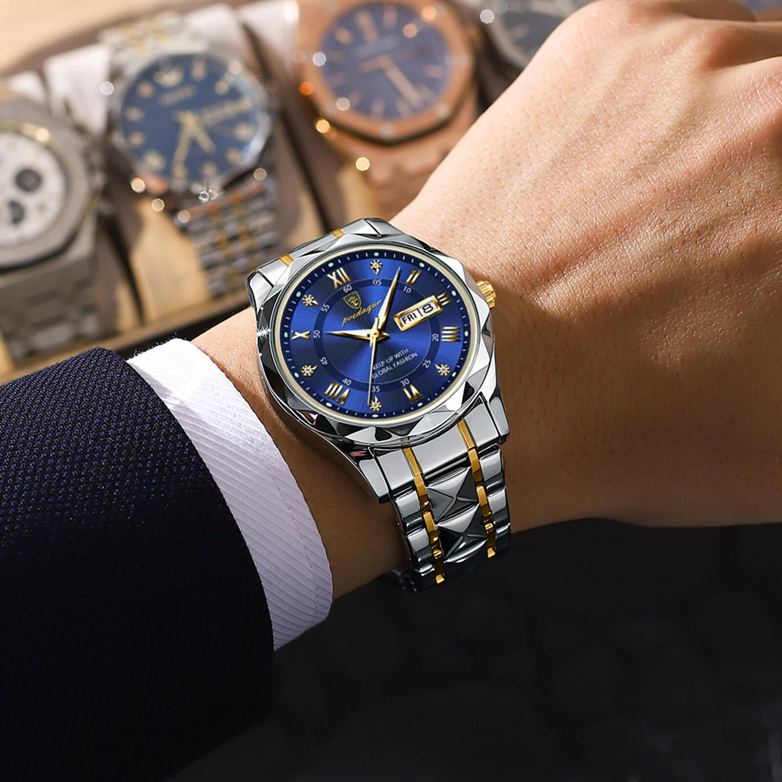 Man Wristwatch Waterproof Stainless Steel Luminous Men