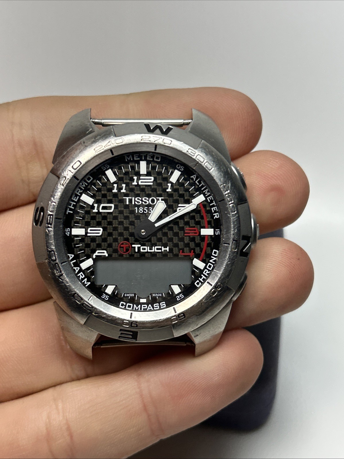 Tissot T Touch Expert Carbon Fiber Dial Stainless Watch Head T013420 New Batt