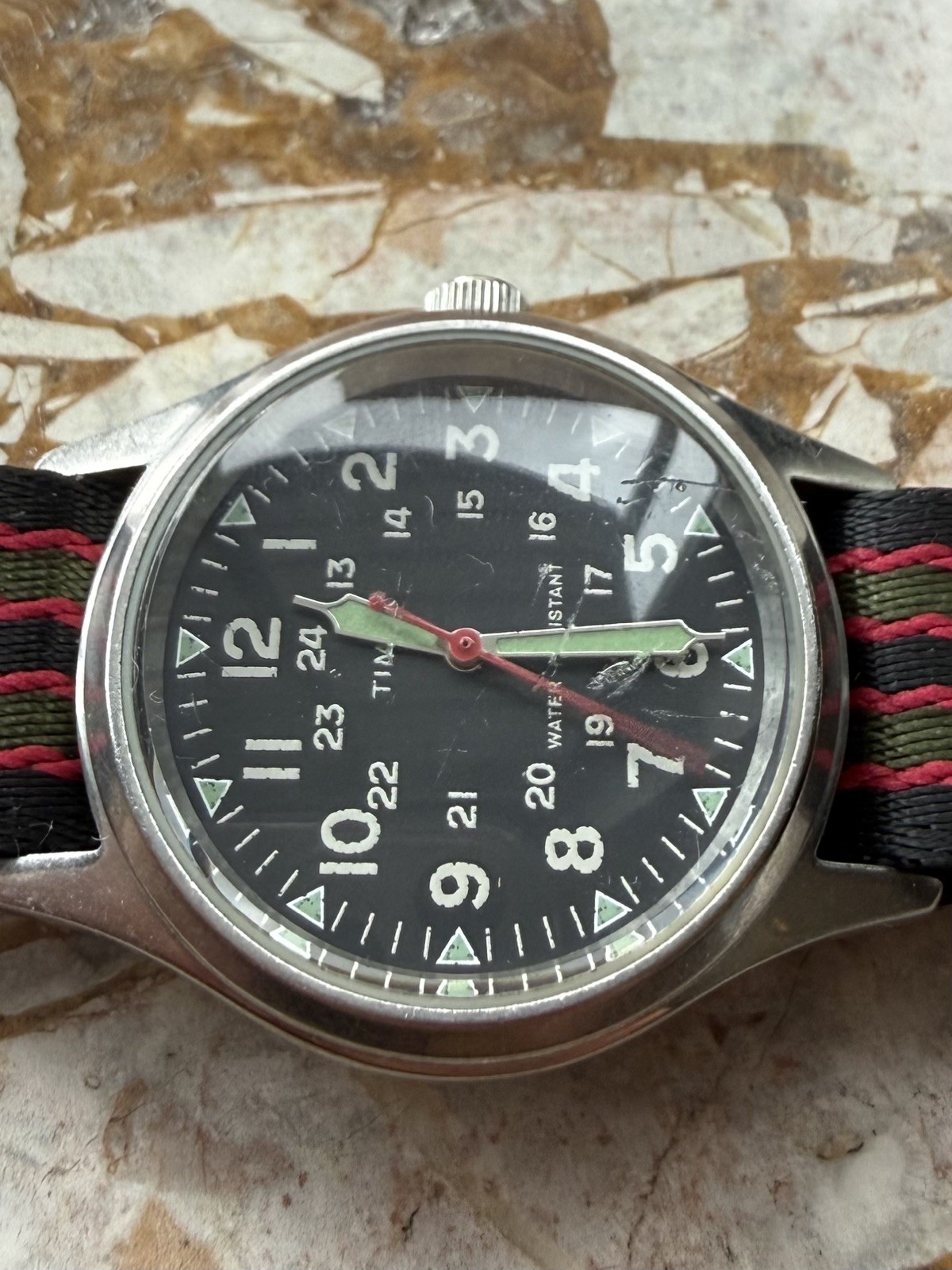 Timex J. Crew Circa 2008 Quartz Military Field Wristwatch Black Dial New Battery