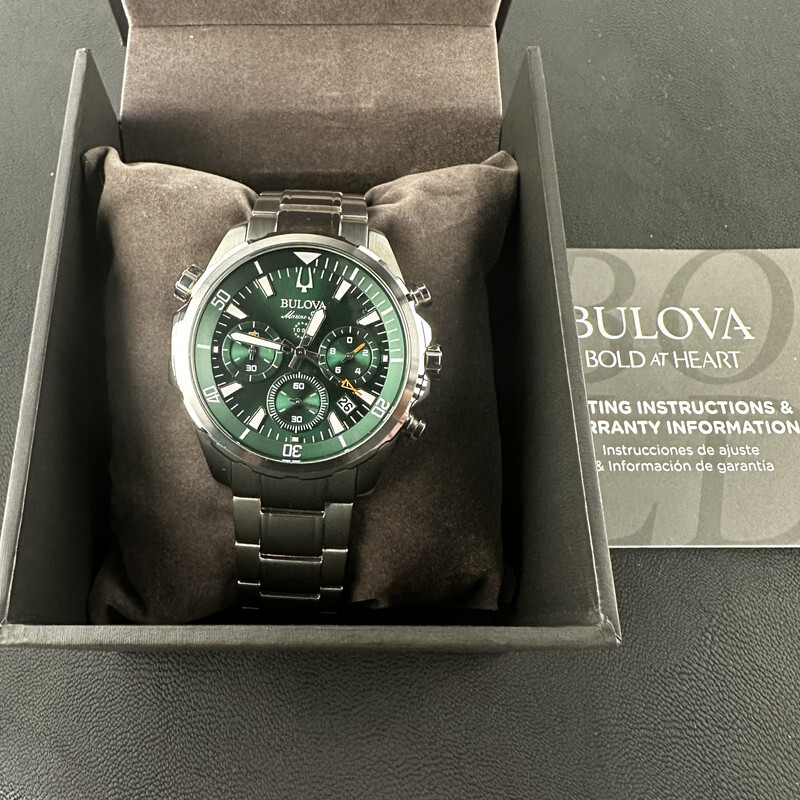 Bulova Marine Star/96B396 Chronograph green Dial 6S20/Swiss Quartz Watch 43MM