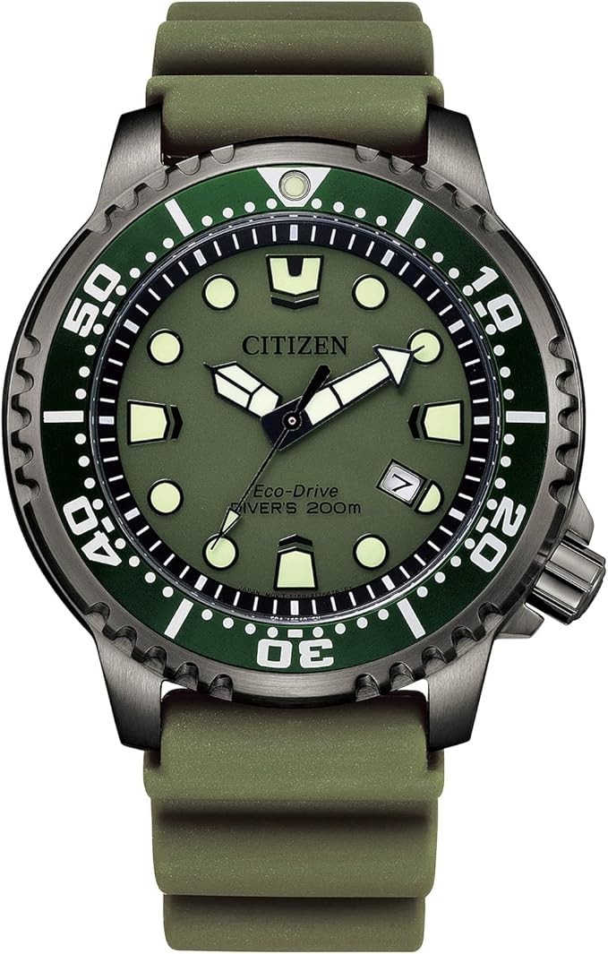 CITIZEN BN0157-11X Promaster Eco-Drive Green Dial 200m Diver Plated Men’s Watch
