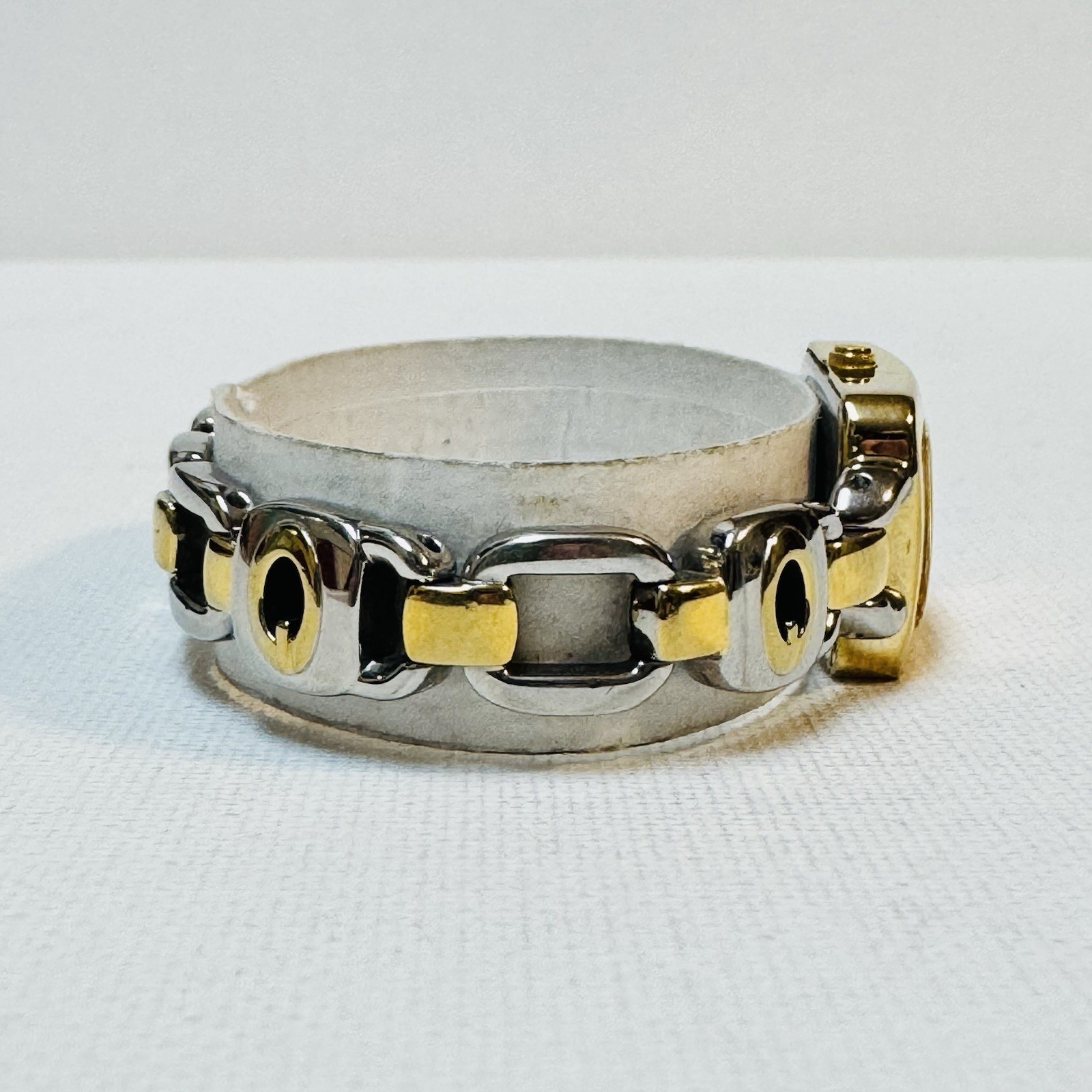 Vintage Guess Women’s Two Tone Rectangle Watch Gold Silver Logo Bracelet G66520L