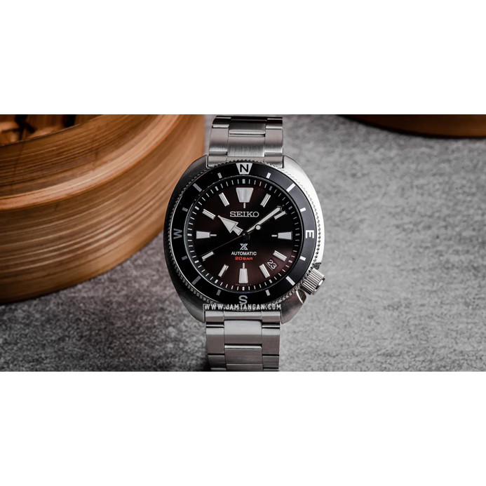 SRPH17K1 Seiko Prospex Tortoise Land Automatic 200M Black Dial Stainless Strap