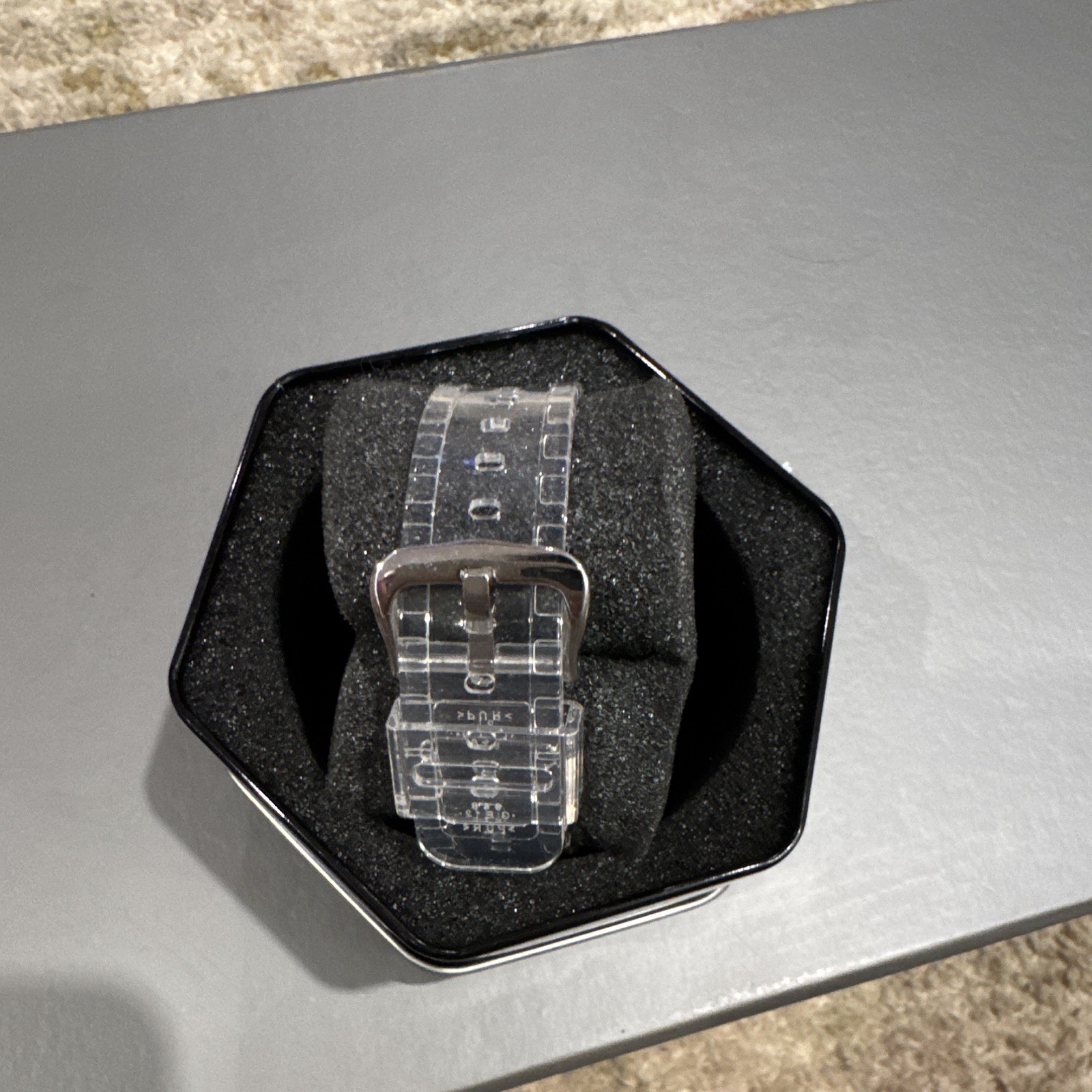 Casio G-SHOCK Analog-Digital Clear Resin Watch Black/Blue Dial 200m