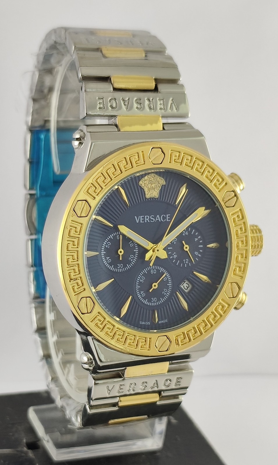 Versace Quartz Chronograph Blue Dial “Date” Men Wristwatch Pre-Owned All Working