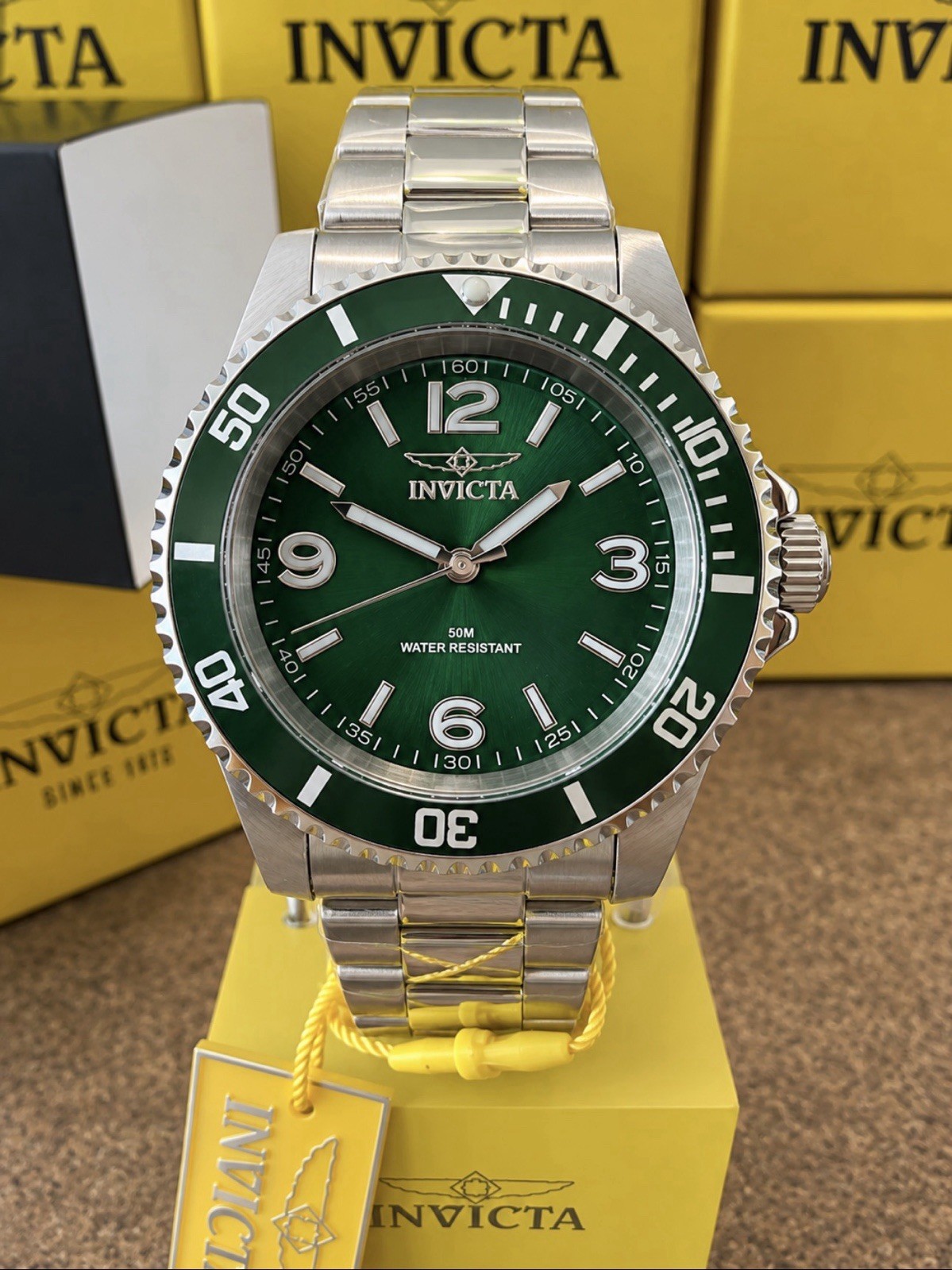 Invicta Specialty Rowan 69480 Men’s 40mm Green Dial Stainless Steel Quartz Watch