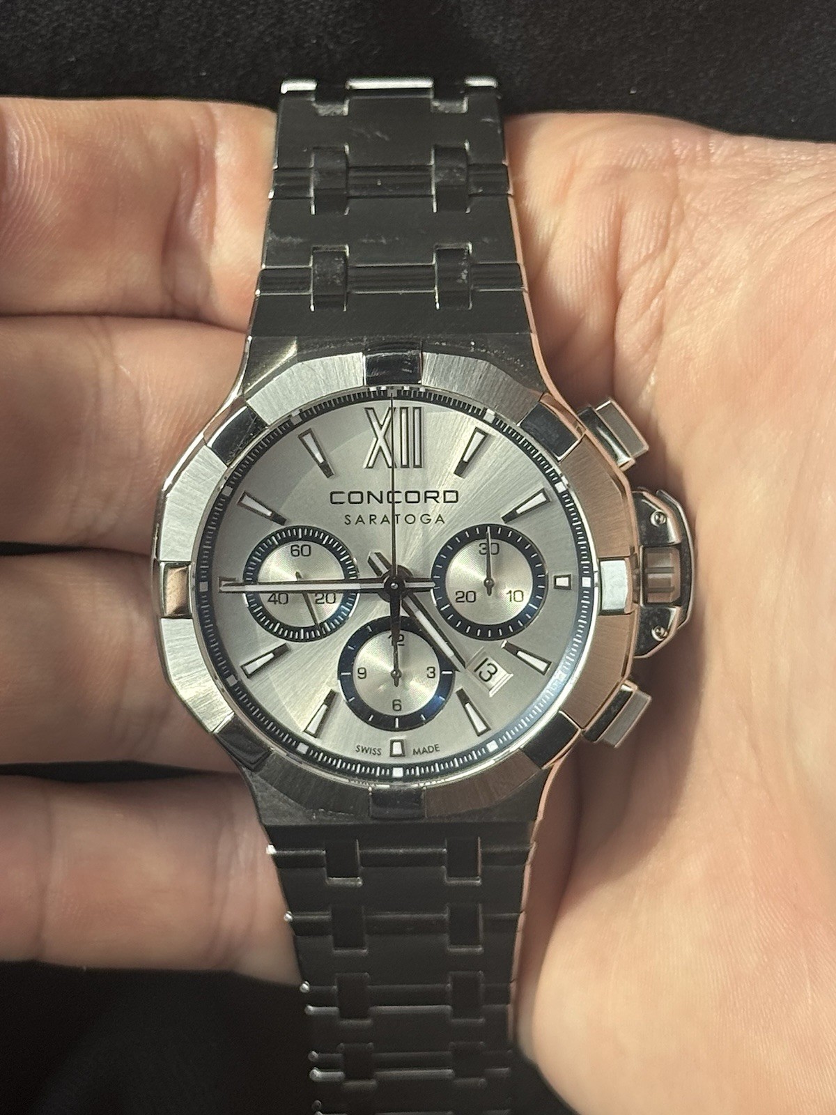 Rare Concord Saratoga Automatic Chronograph 43mm Full Set Ref. 0320449