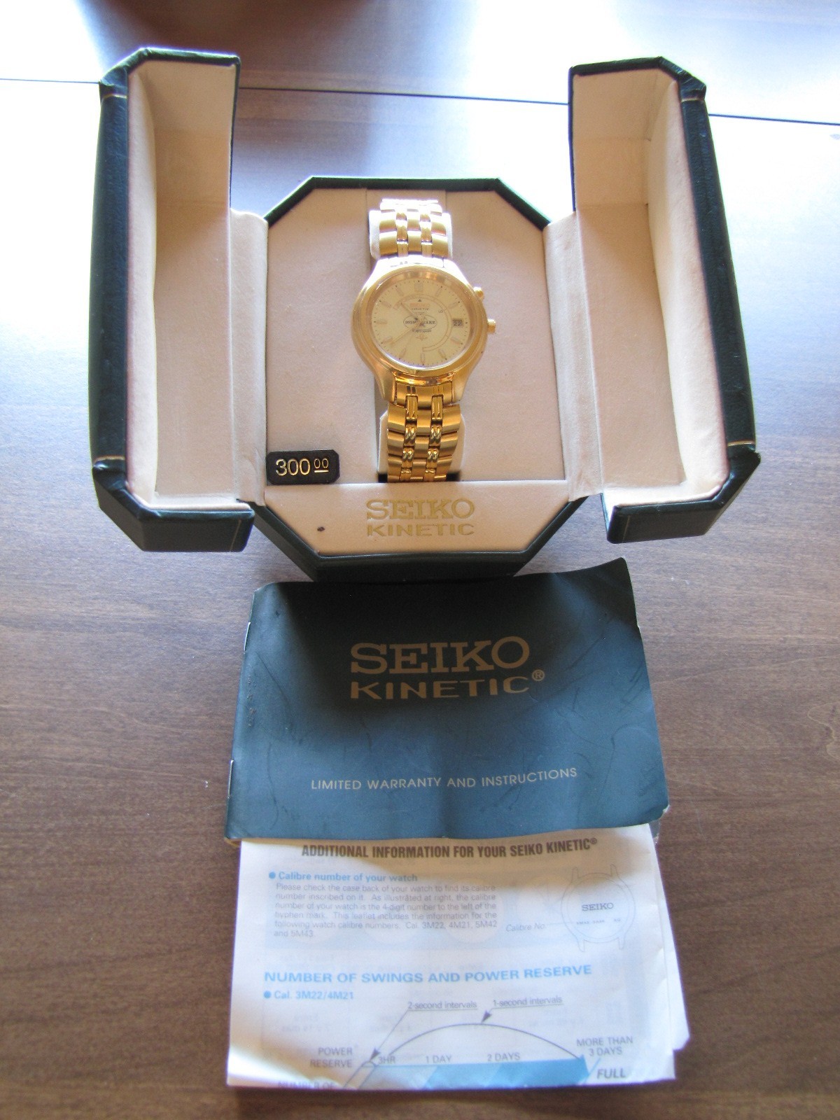 Homestake Mining Co. SEIKO KINETIC Gold Plated Top Sapphire Watch 10 yr Safety