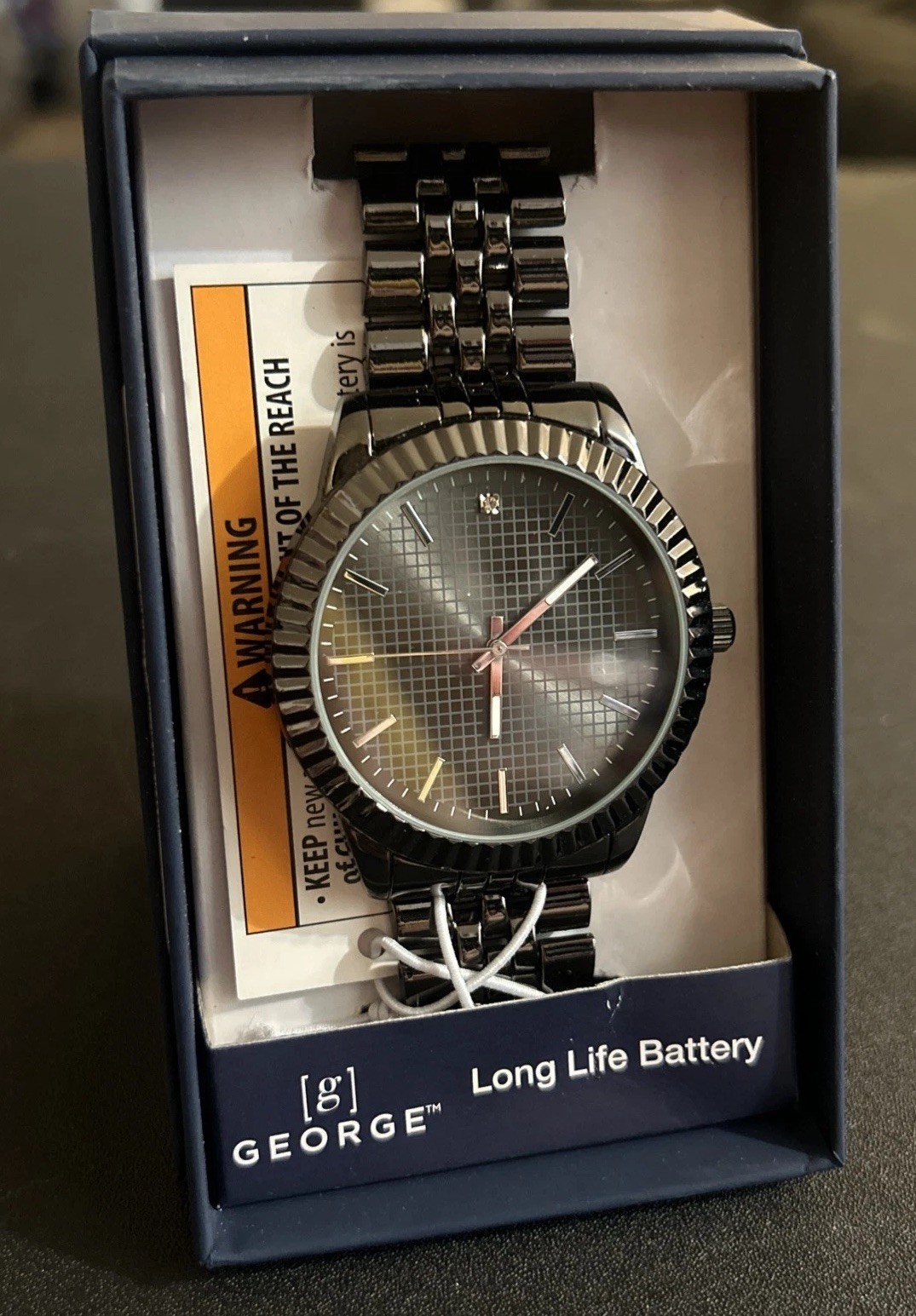George Men’s Watch Metal Band Gunmetal Tone Dial W/ Long Battery Life Brand New!