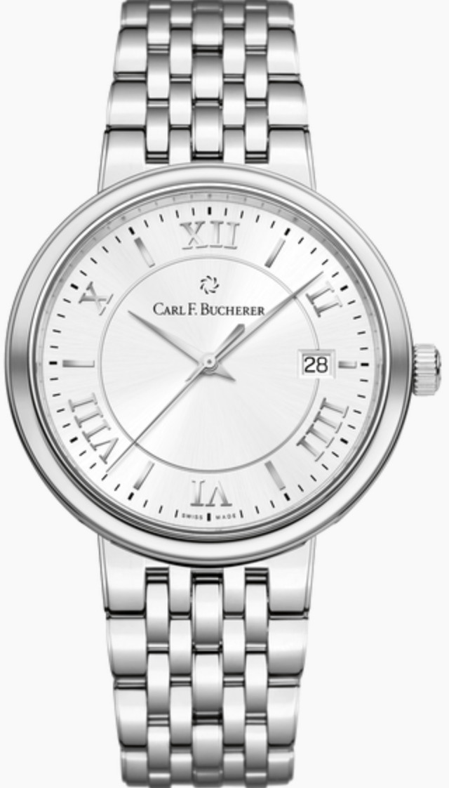 Carl F. Bucherer Adamavi 39mm Date 10314.08 White Silver Dial Steel Automatic