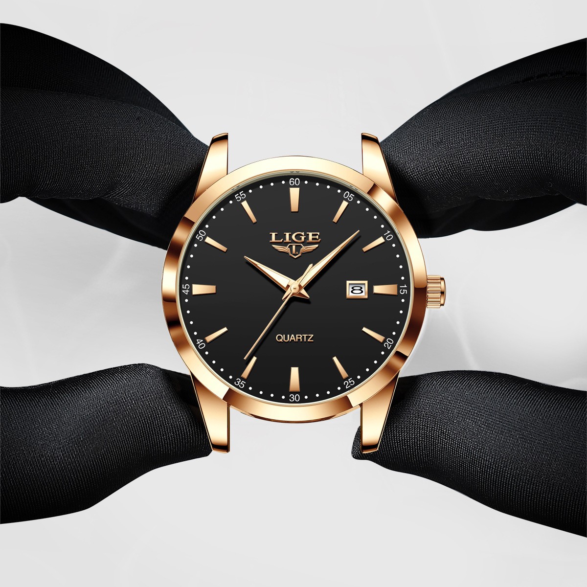 New Men’s Quartz Watch Single Calendar Three Needle Leather Belt Waterproof