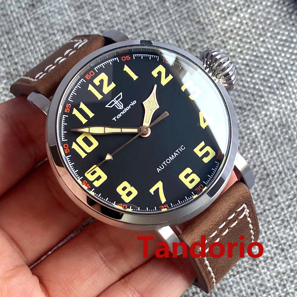 46.5mm Tandorio Sapphire Glass NH35A PT5000 Auto Movement Big Men Watch Luminous