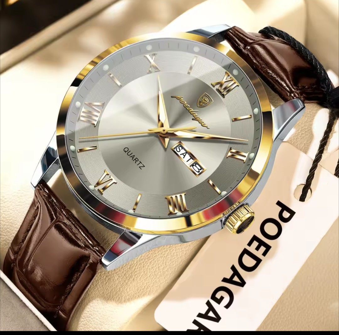 POEDAGAR Original Fashion Watch For Man Leather Date Week Quartz Men Watch…