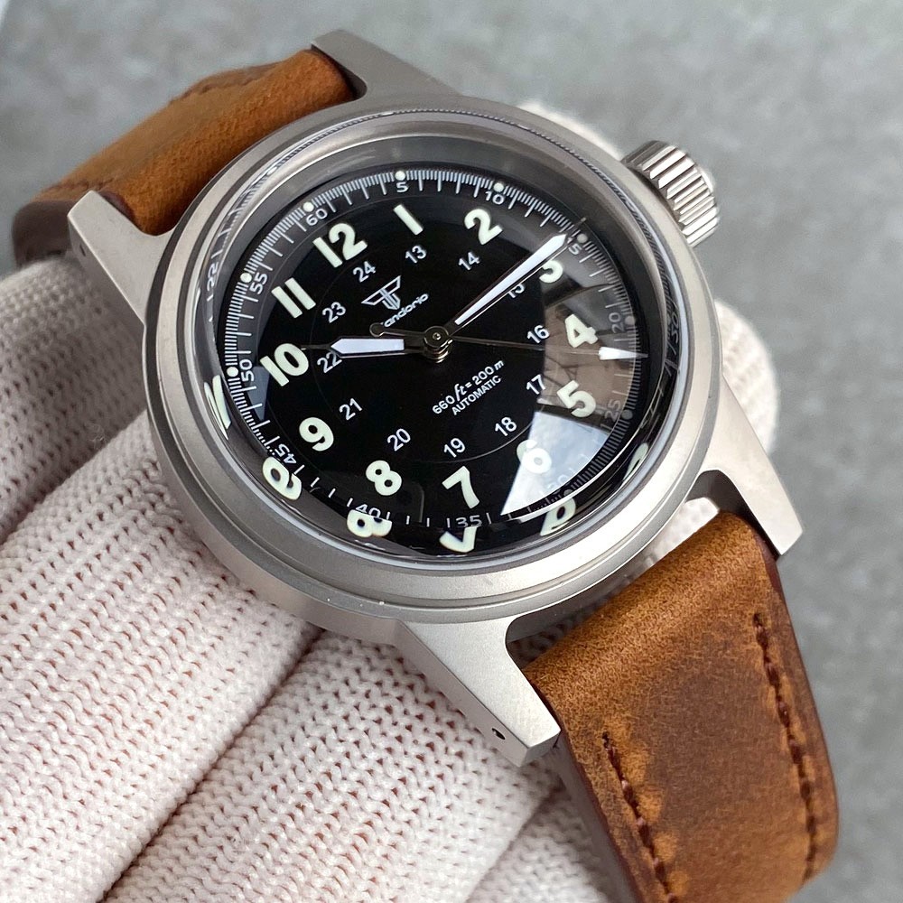 Tandorio New 36mm Sapphire Arabic Numerals 20ATM NH35A Automatic Men Watch Lume
