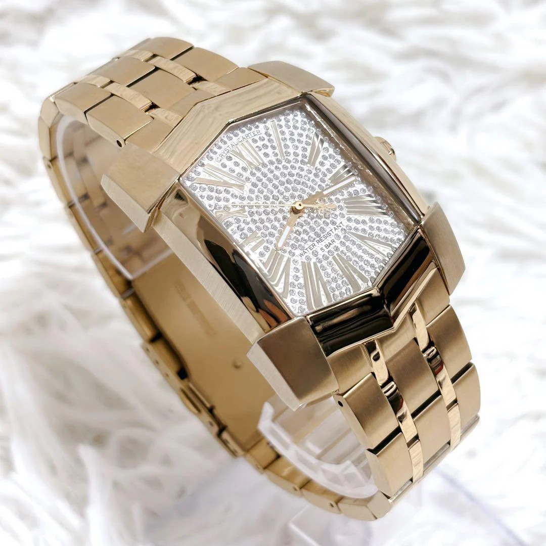 AVALANCHE CRYSTAL CARTER RICARDO Quartz Gold Stainless Steel Diamonds Swarovski