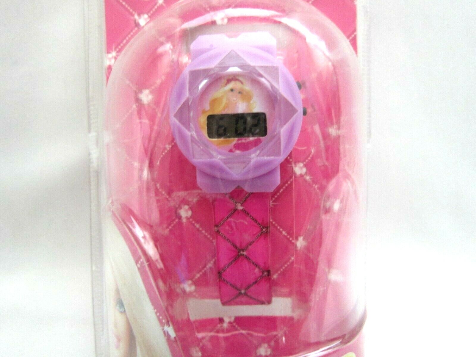 Barbie LED Digital Hot Pink Diamond Pattern Band Adjustable Band Wrist Watch-New