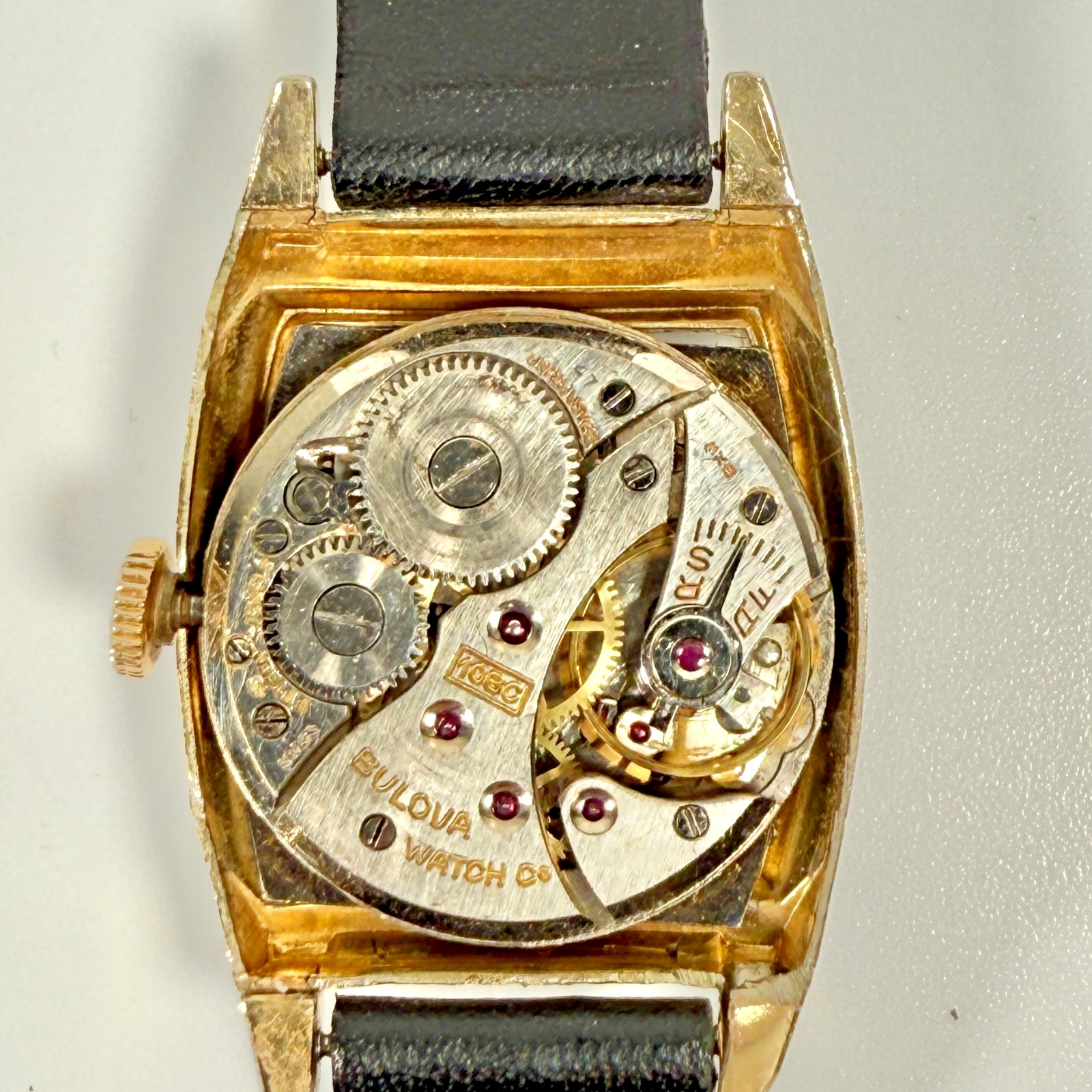Vintage Bulova 10BC Art Deco Blue Dial 17J Mechanical Wristwatch Runs Very c1939