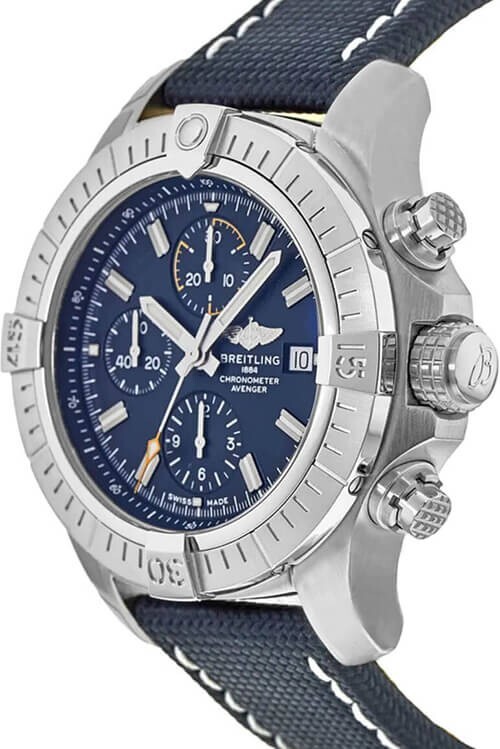 Breitling Mens Avenger Chronograph Blue Dial Automatic New Watch Tang Buckle