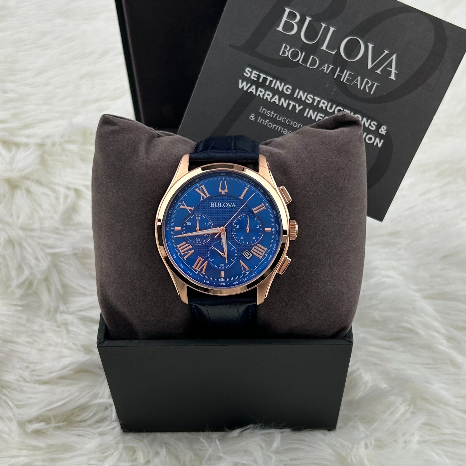 Bulova Classic 97B170 Men’s Quartz Chronograph Dial Blue Leather Strap Watch