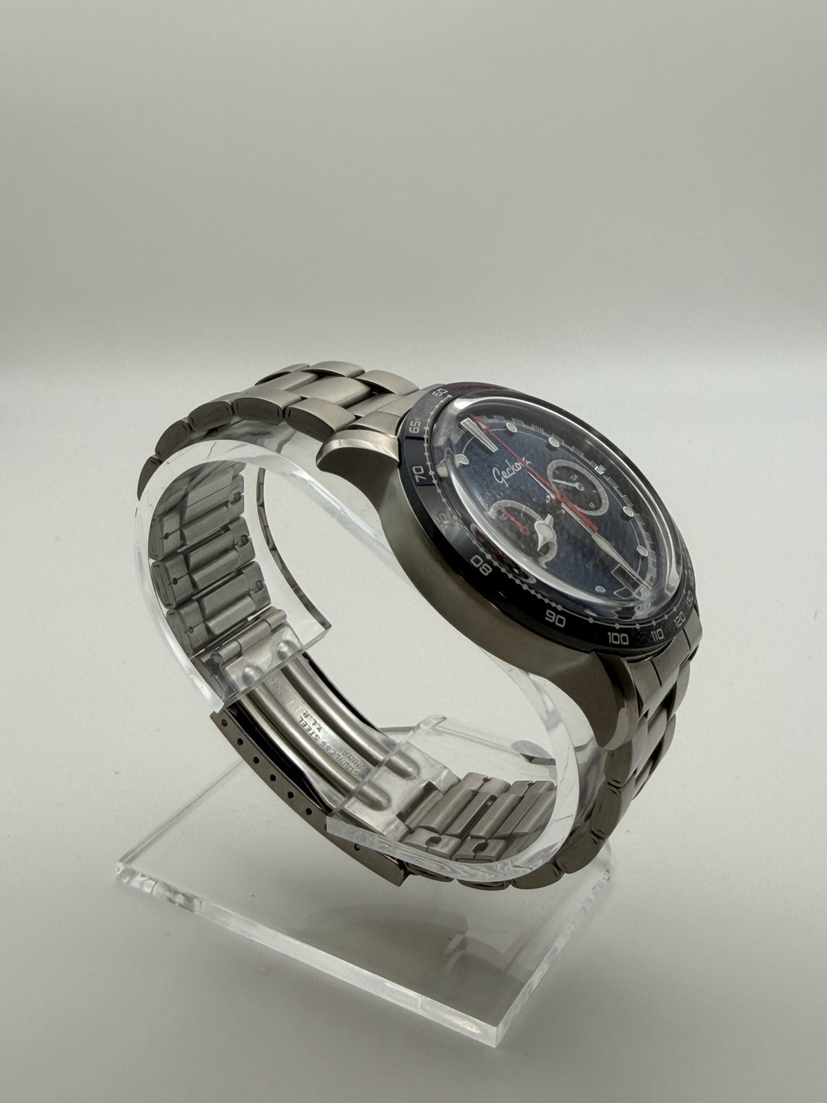 Geckota 204 BA Blue Dial Quartz Chronograph Tachymeter Date 40mm 200m