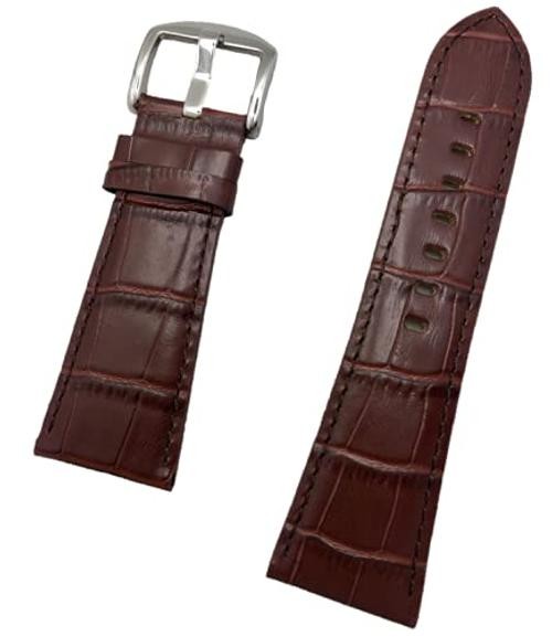 NewLife 28mm Dark Brown Genuine Leather Watchband | Square Alligator Crocodile