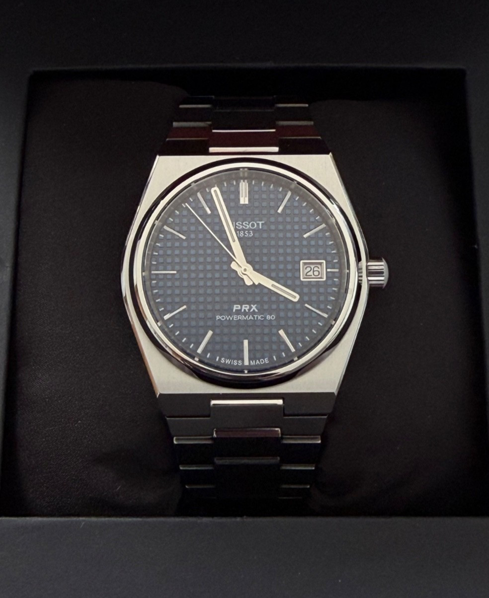 Tissot PRX Titanium 38mm, blue dial, powermatic 80 automatic