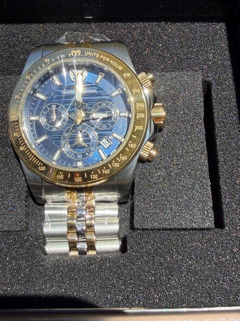 Technomarine Men’s Watch Manta Ray Chrono Yellow Gold Steel Bracelet TM-219021
