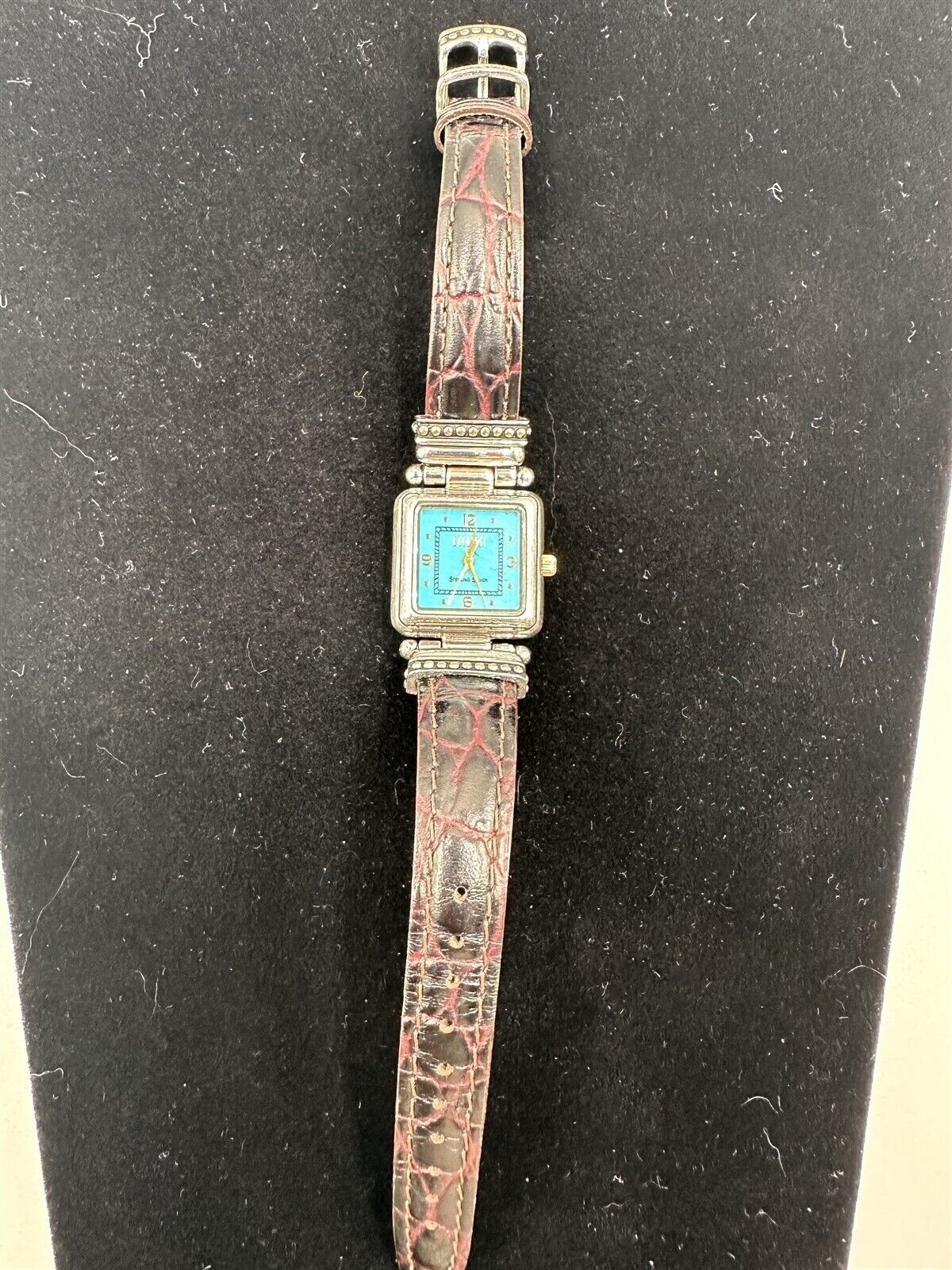 Ecclissi Sterling Silver Watch Brown Alligator Leather Band 22490 Blue Face