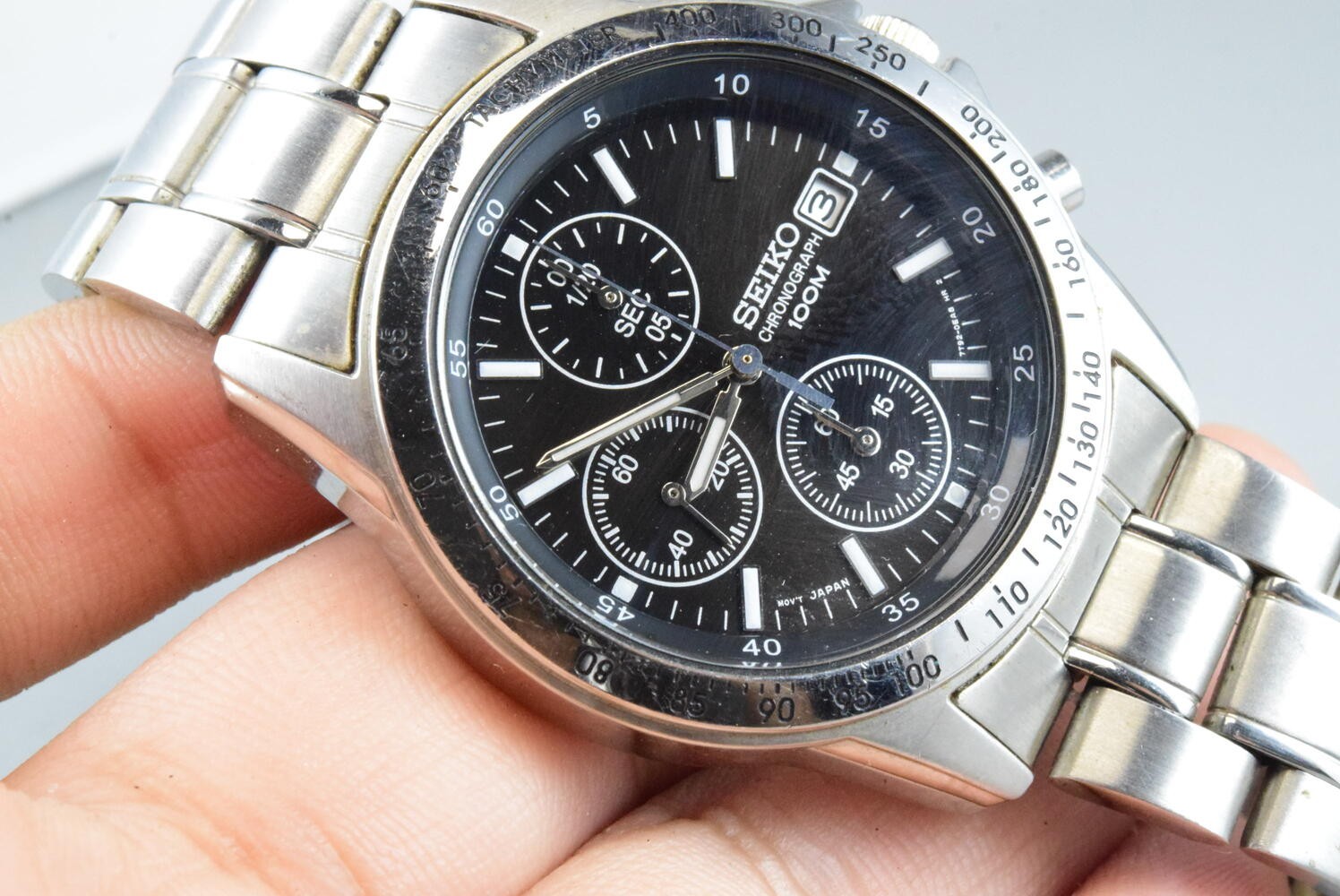 Vintage watch Seiko Chronograph 7T92-0DW0 Black Men Quartz Round 40mm