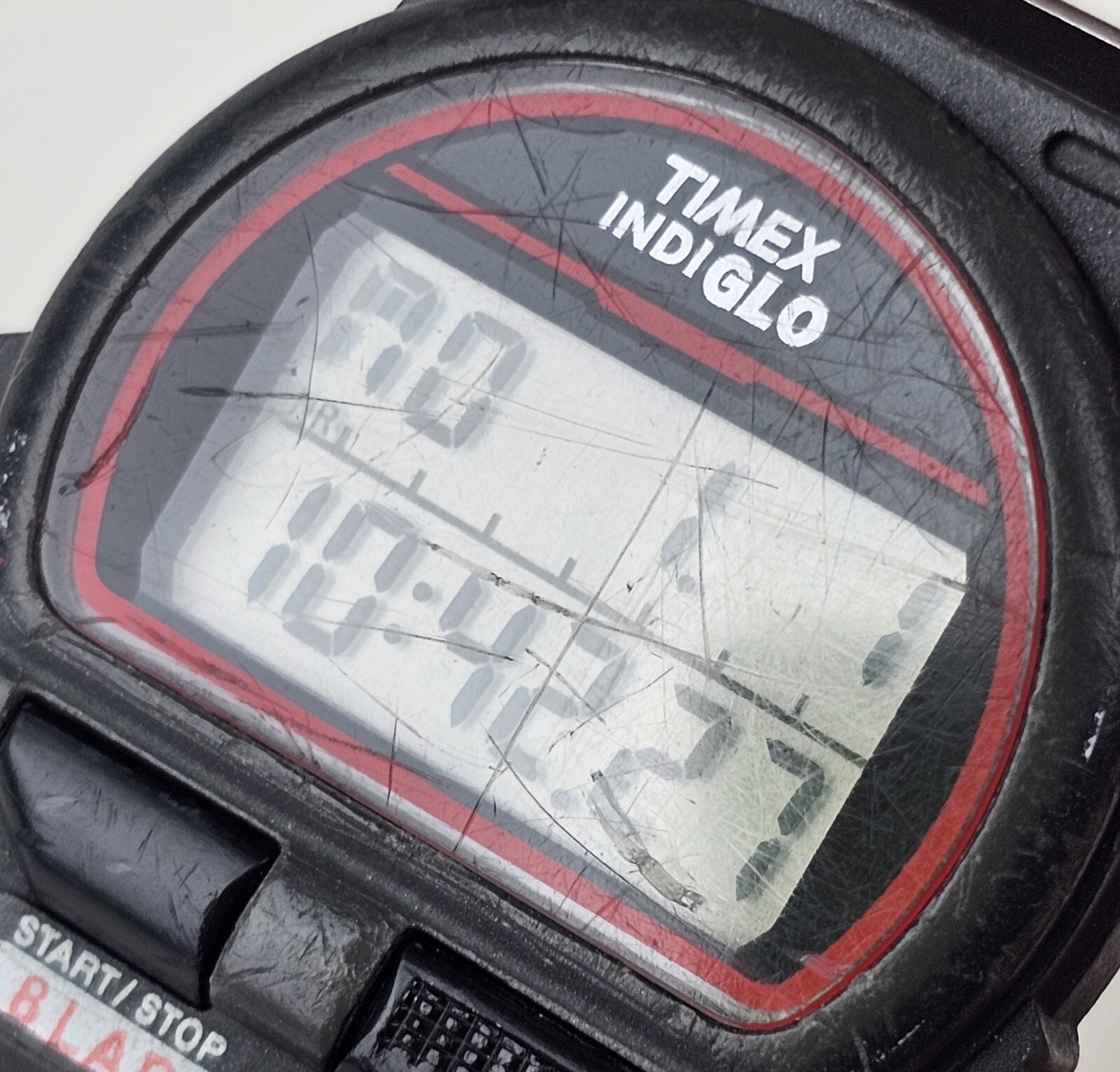 Timex Triathlon Indiglo 8 Lap B9 1994 Black/Grey & Red Wristwatch Tested Working