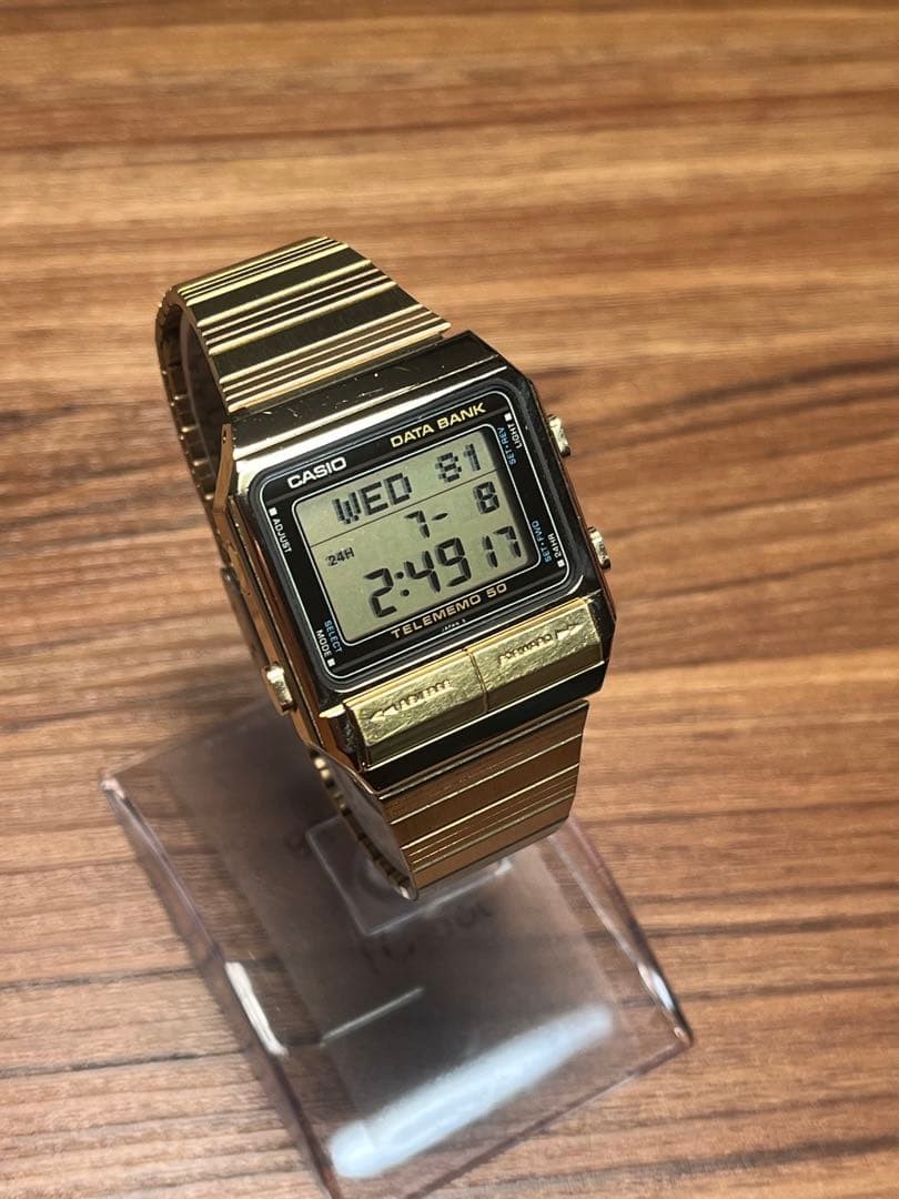 CASIO DATA BANK DB-500G Gold Digital Watch Working