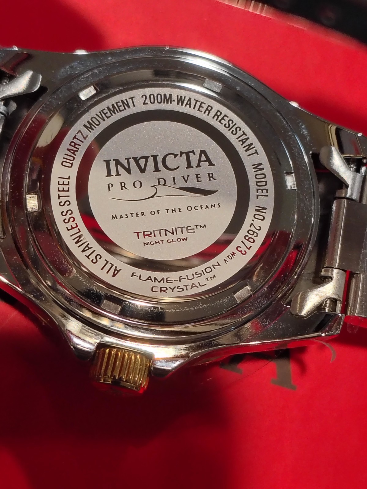Invicta Pro Diver 40mm Men’s Quartz Watch Black Dial Silver/Gold Band 26973 NIB
