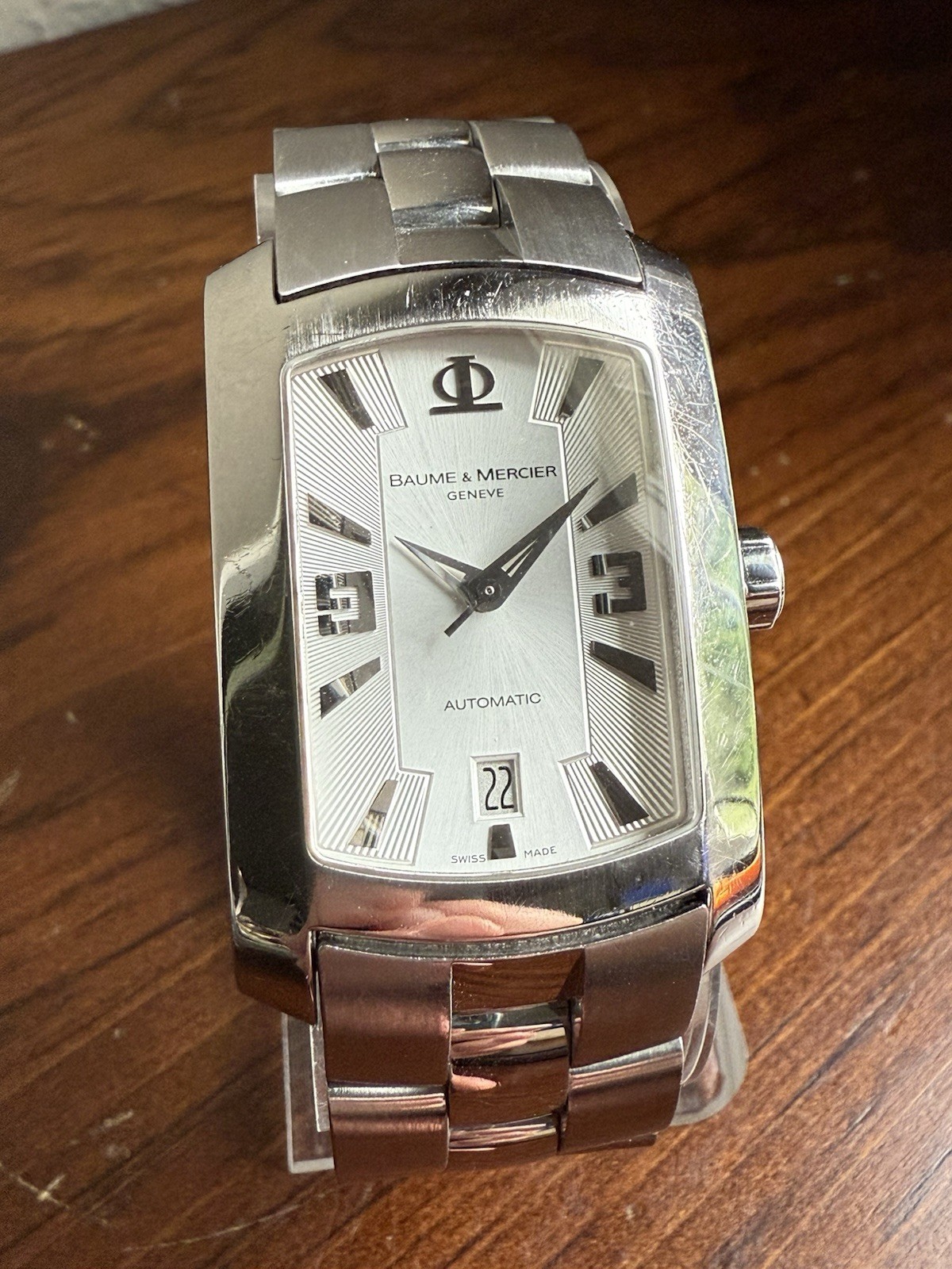 Baume & Mercier Hampton XL Automatic Tank Watch White Dial 65480