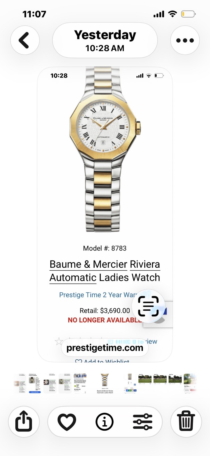 Vintage Women’s Baume Mercier Riviera AUTOMATIC 28mm MOA08783 Never Worn (works)