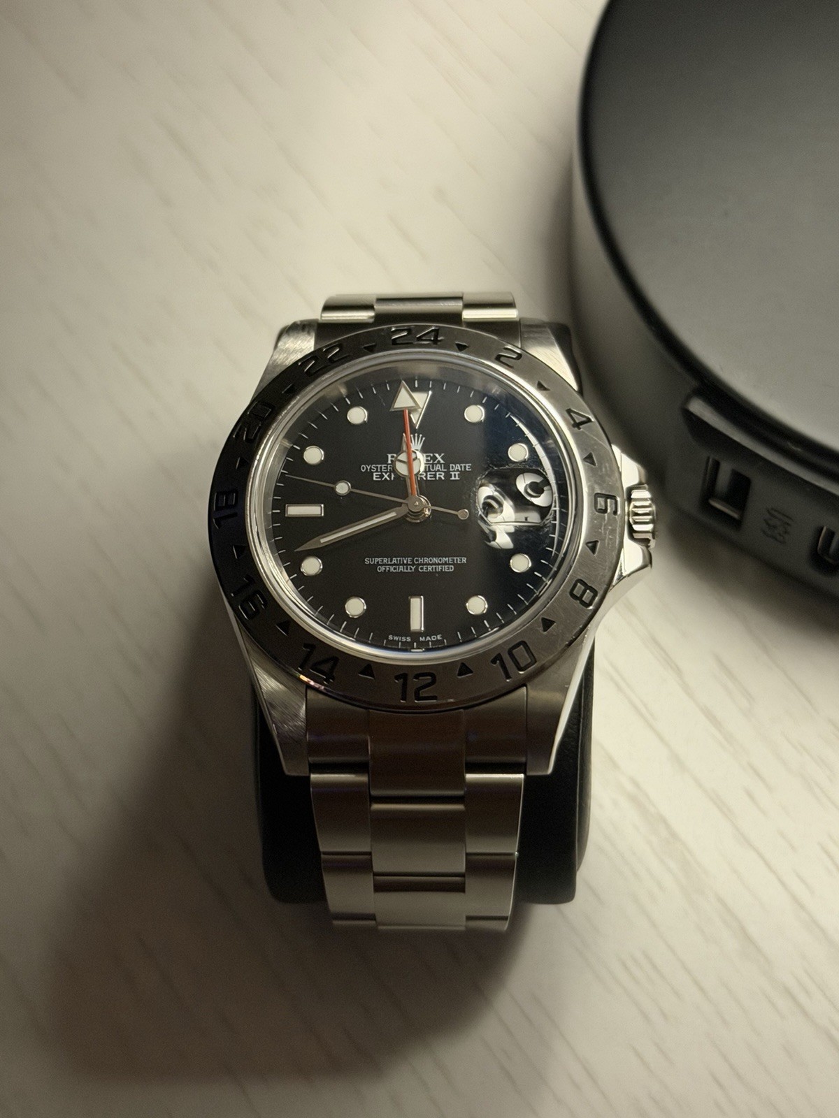 2003 Rolex Explorer II 16570 Black Dial, No Box/Papers. Light wear