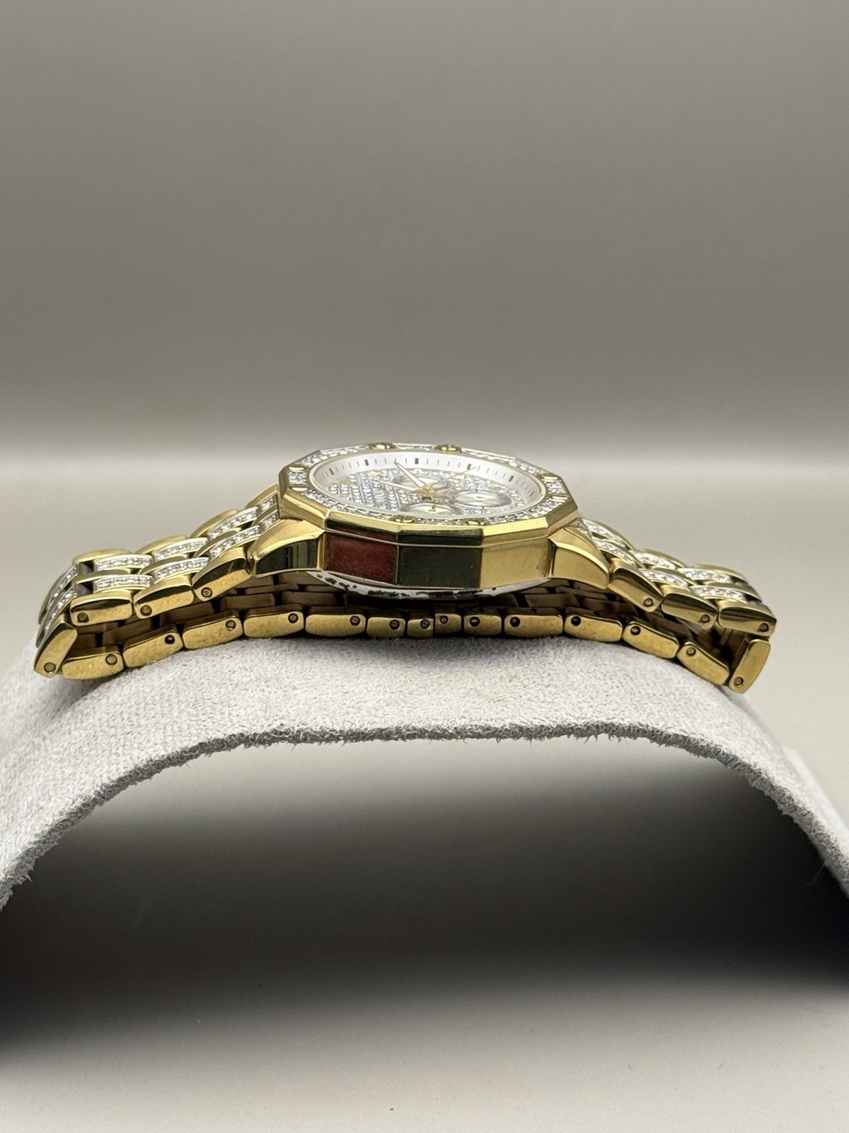 Bulova Octava Gold-Tone Pave Dial Crystal Gent’s Watch 41.5mm 98C126