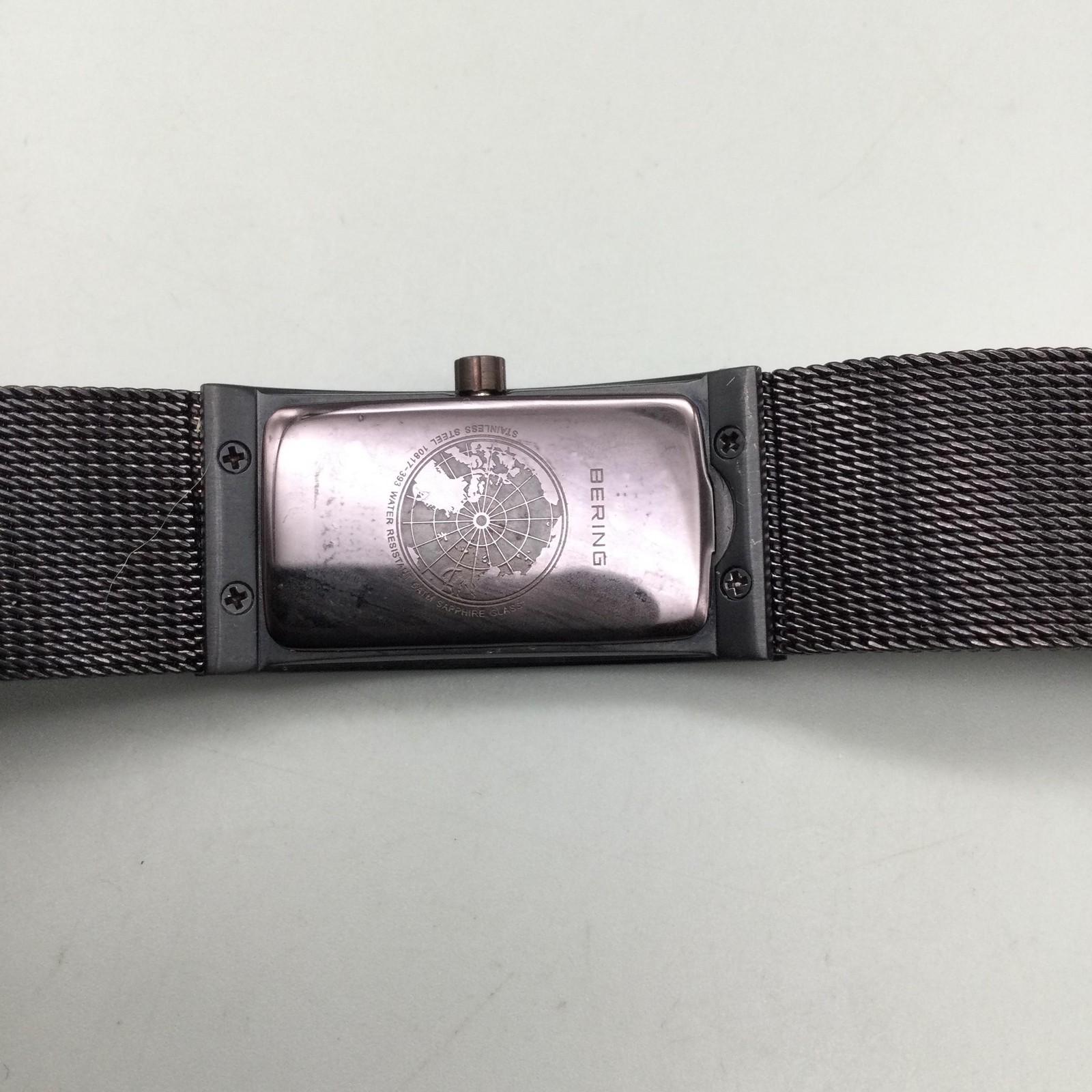 Bering Womens Watch 17mm Brown Mesh Bracelet Diamond Sapphire New Battery