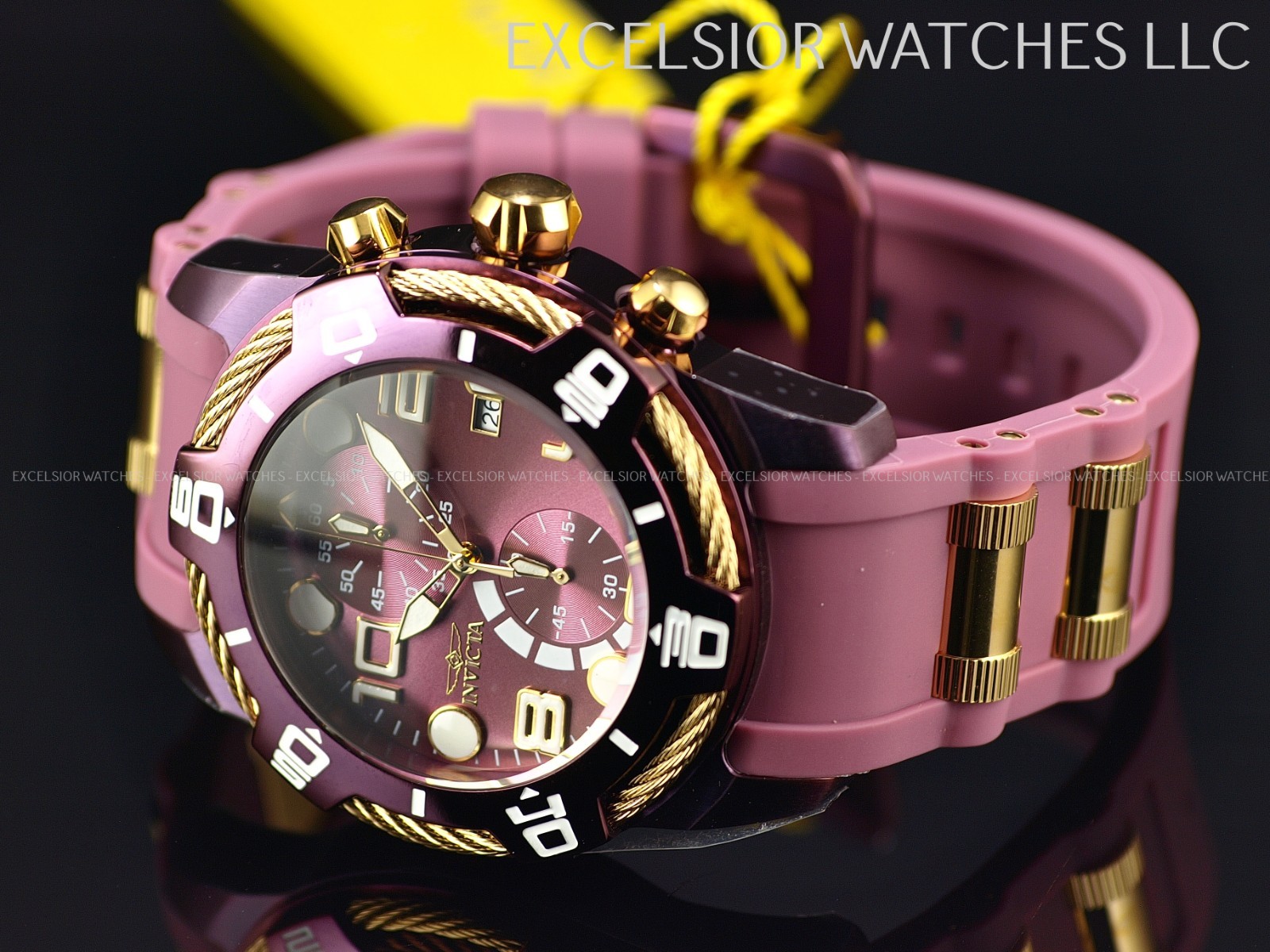Invicta Bolt Cable LUME Markers Men’s 50mm Purple & Gold Chrono Watch 40725