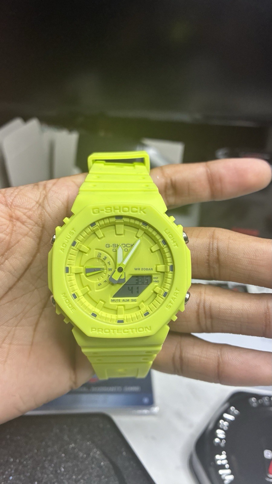 Casio G-SHOCK Lime Green Resin Analog-Digital Quartz 200m Watch w/ Box Manuals