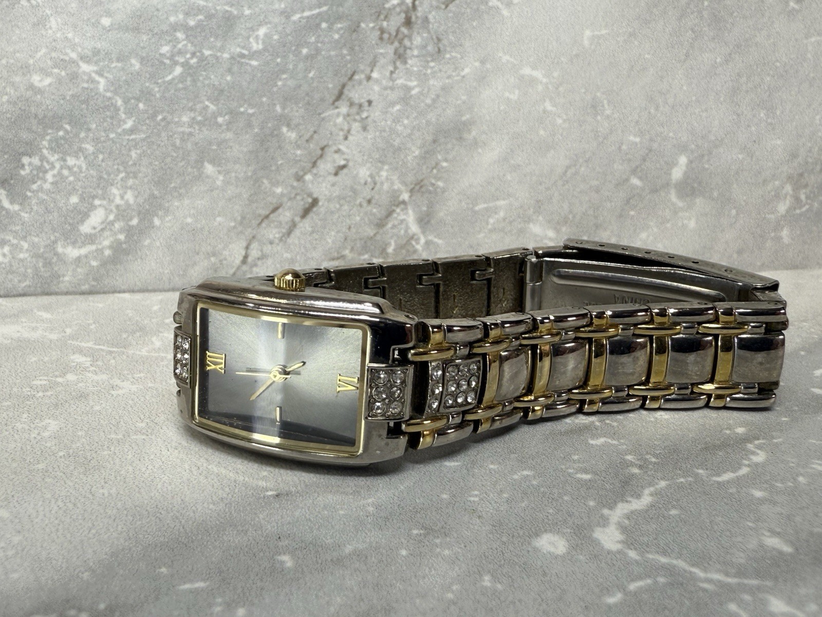 ALLUDE 10k Gold plated Silver Tone with Rhinestones Watch