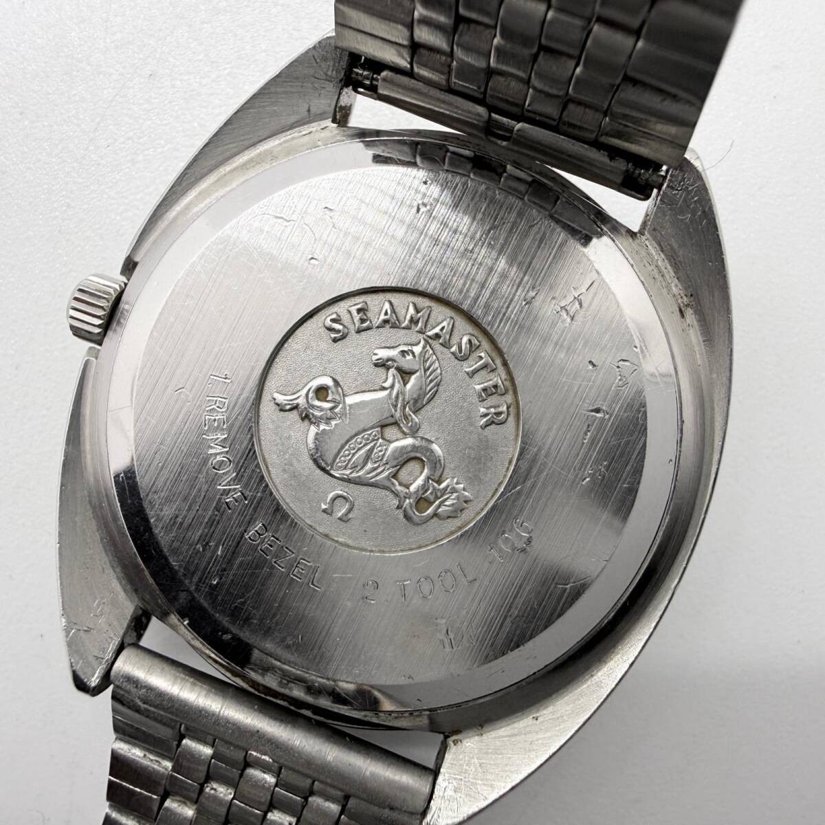 OMEGA Seamaster Men’s Quartz Watch Grey Dial Silver Band 38.4mm Authentic