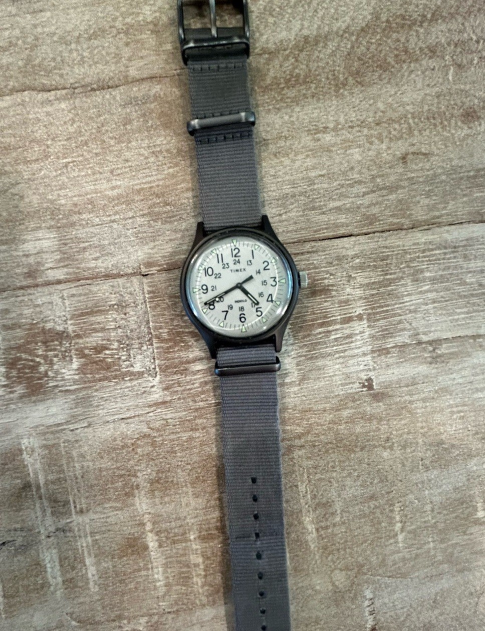 Timex Weekender Quartz 40mm White Dial Black Case Gray Nylon NATO 24H 30m