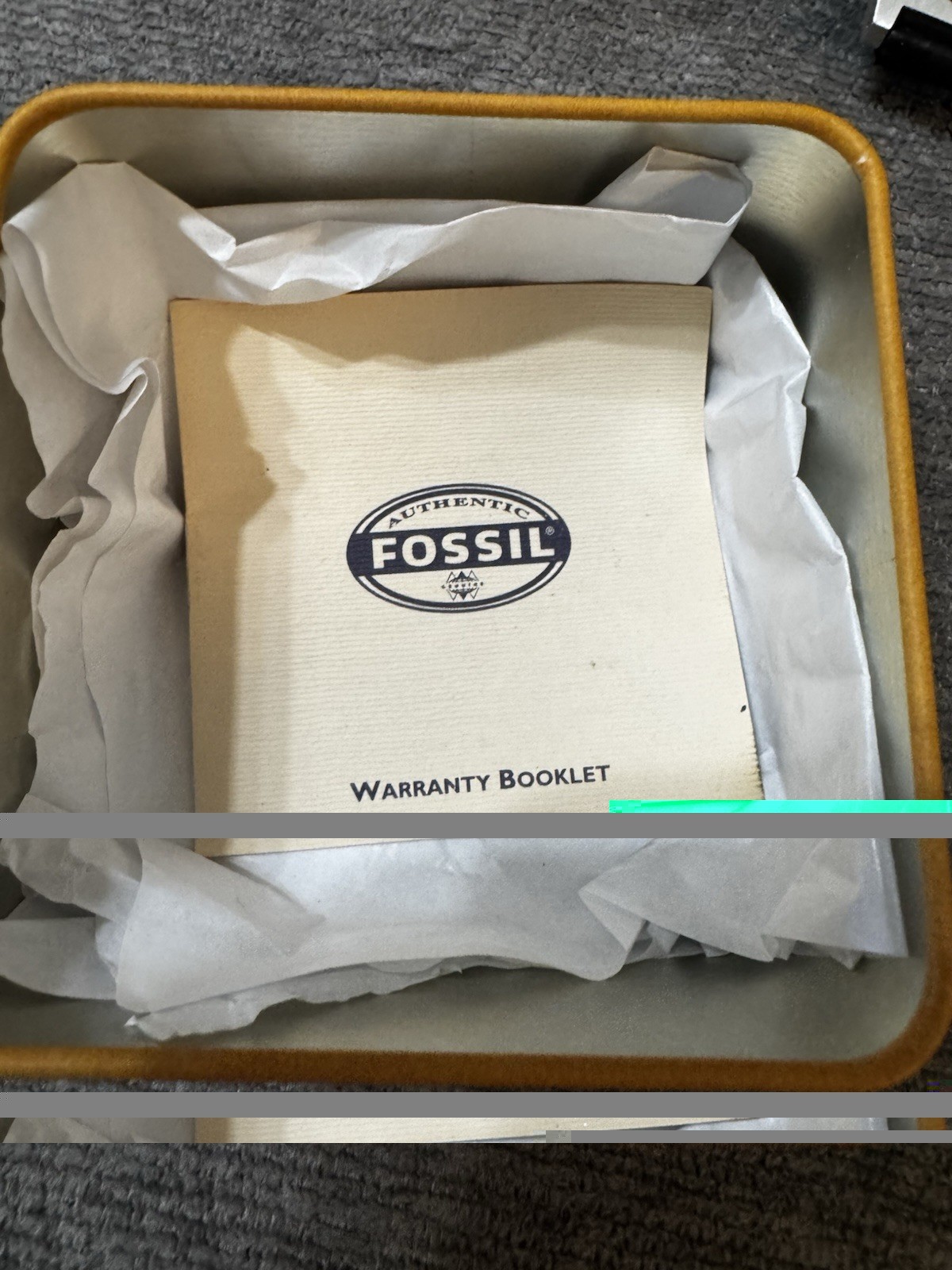 Fossil JR-8003 Men’s Quartz Green Dial Square Watch Black Leather Strap 50m Box