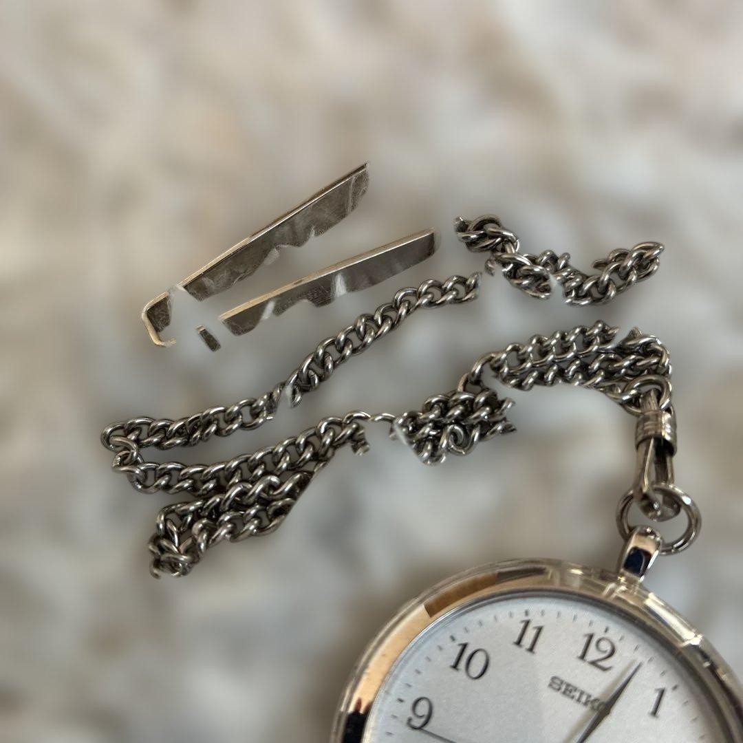 [Excellent Condition] SEIKO Pocket Watch, Stainless Steel, Analog Chain Watch