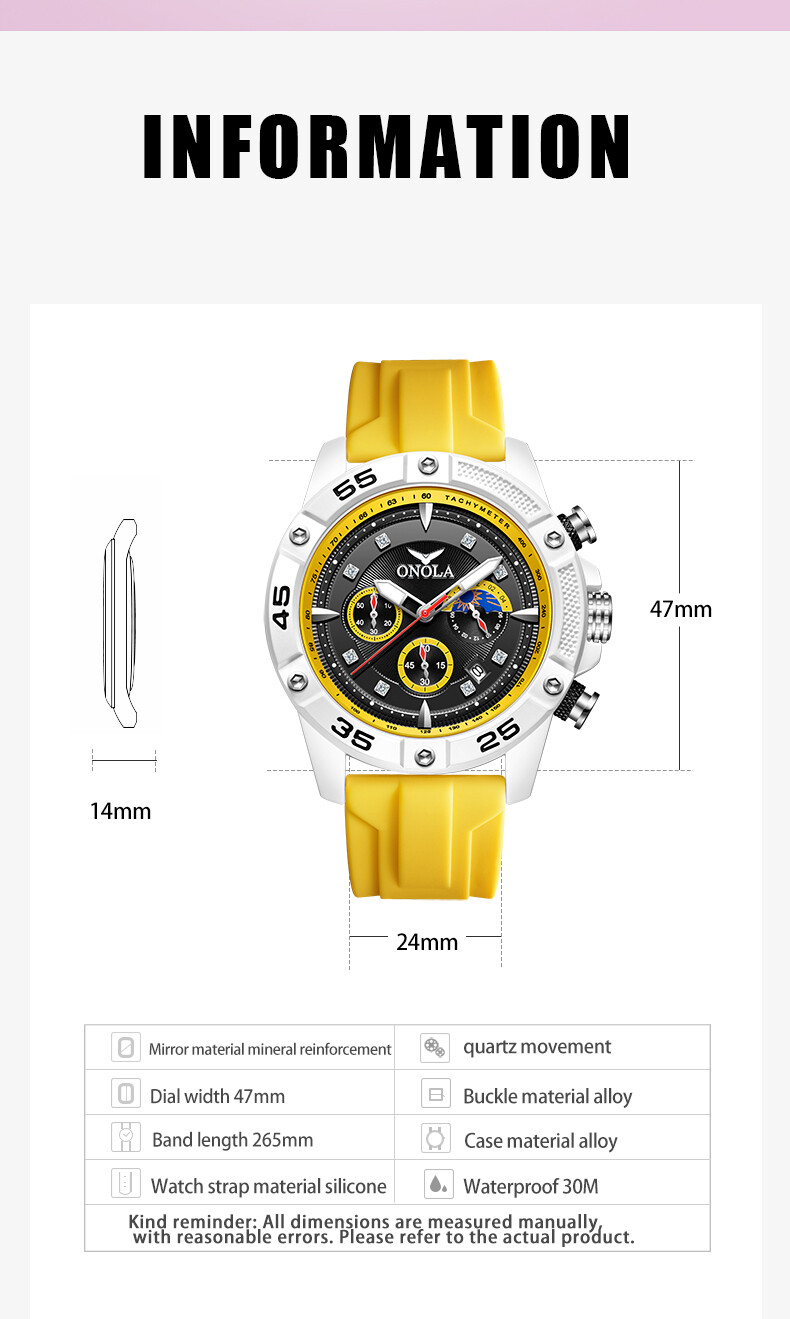 ONOLA Men’s Calendar Multifunction Chronograph Waterproof Luminous Quartz Watch