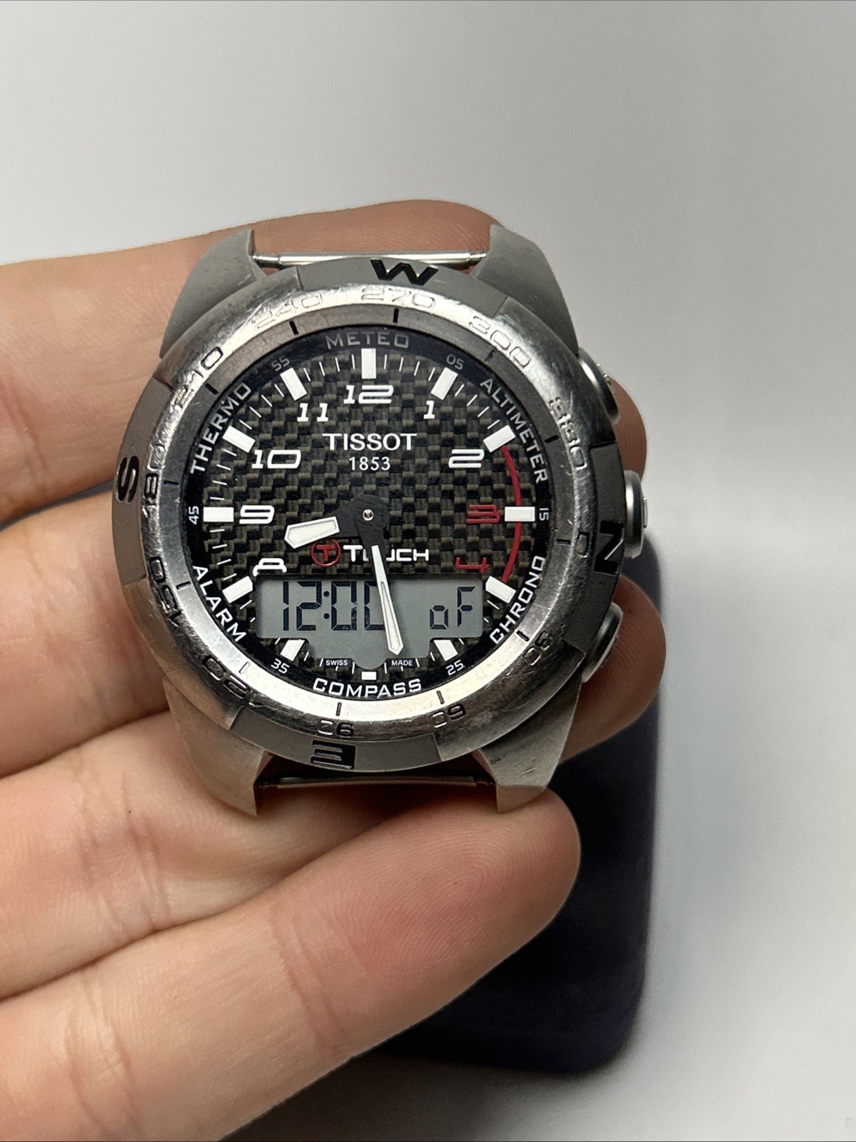 Tissot T Touch Expert Carbon Fiber Dial Stainless Watch Head T013420 New Batt