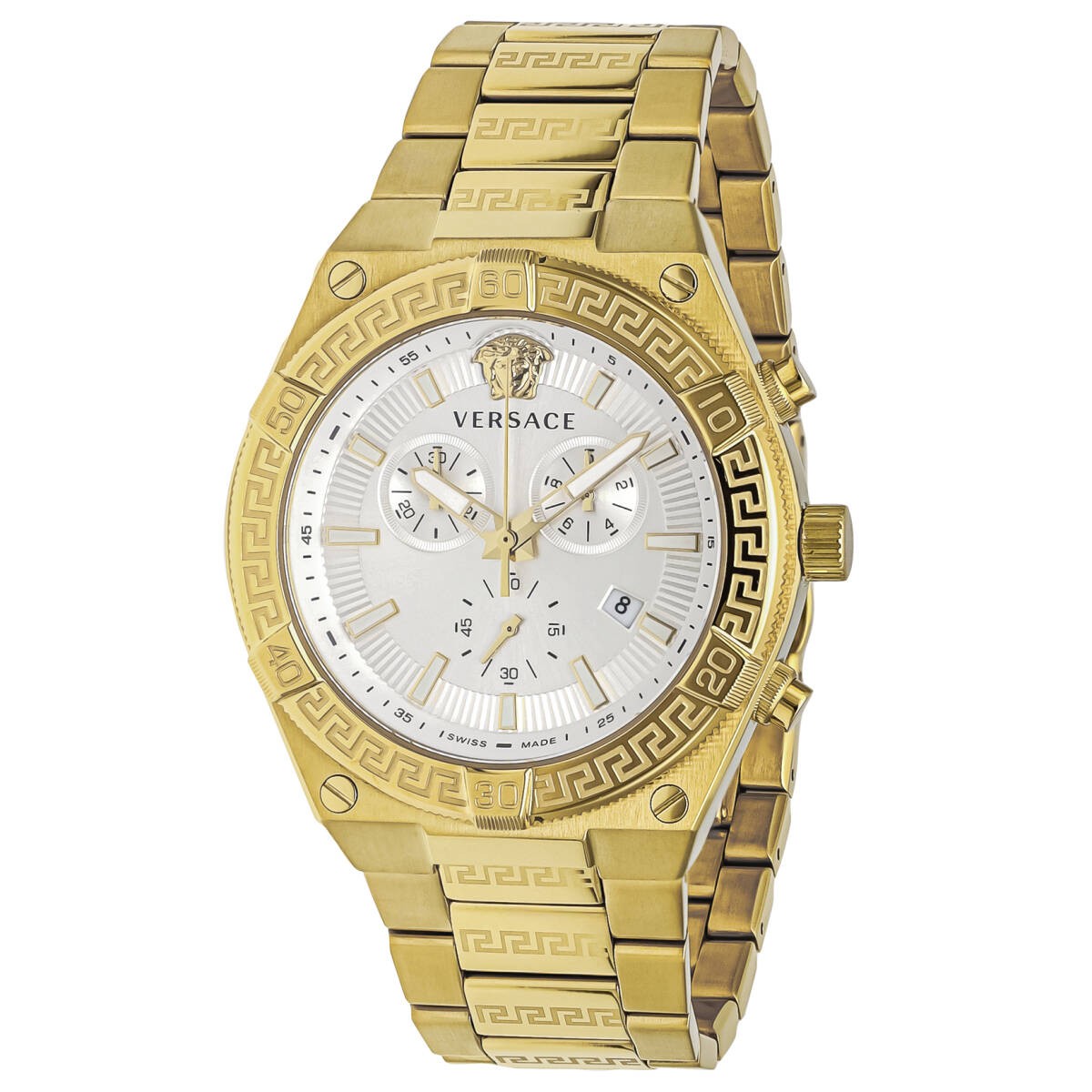 [B1Y] VERSACE Wristwatch 52mm Men’s Silver Gold VESO00822 Greca [t6y]