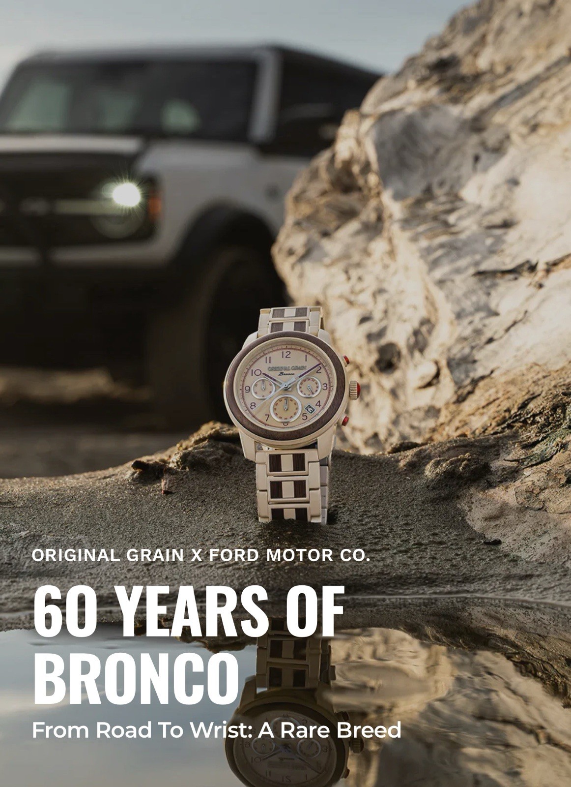 BRAND NEW ORIGINAL GRAIN FORD BRONCO BARREL CHRONO 45MM MENS WATCH LIMITED ETD