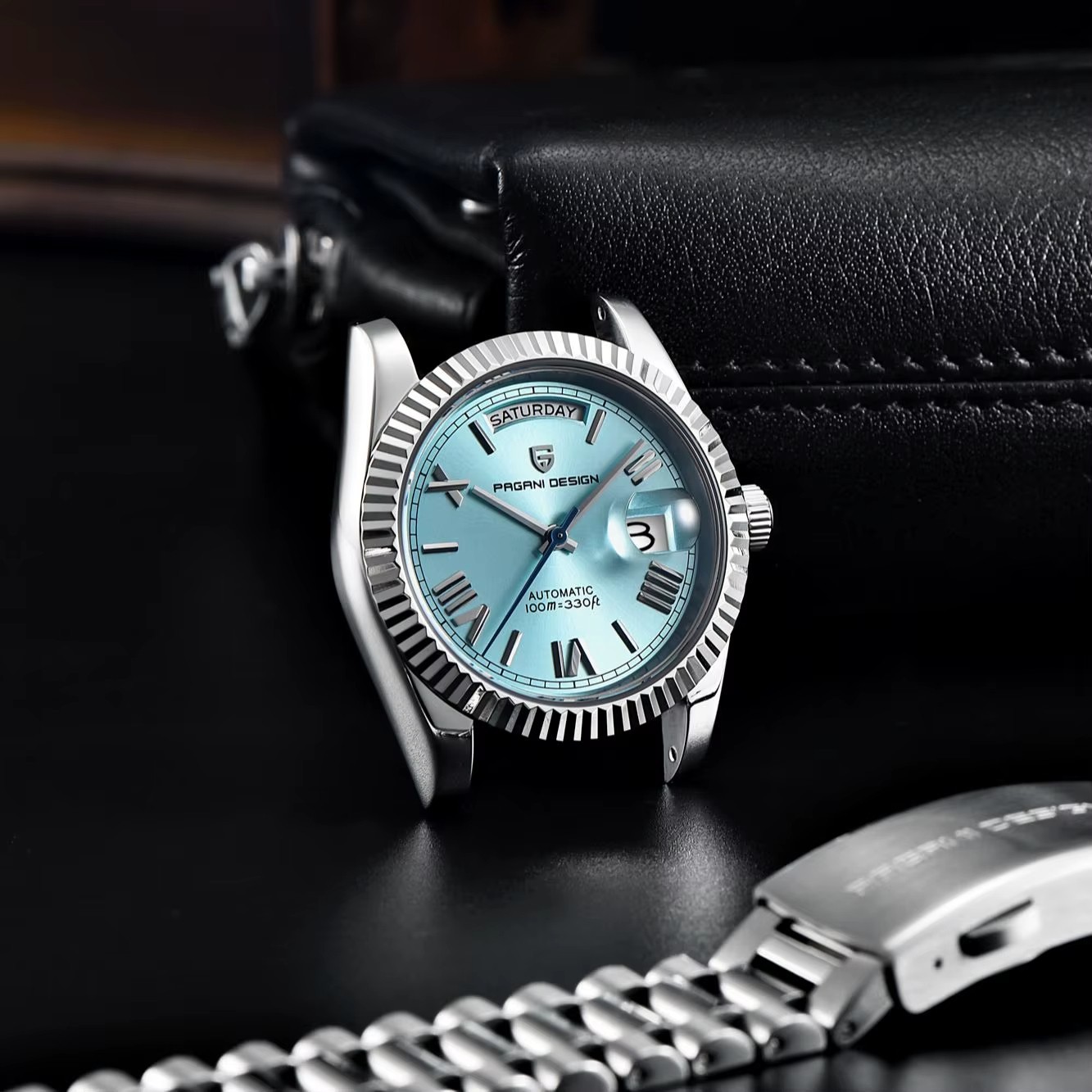 36MM PAGANI DESIGN Automatic Presidential Watch Day-Date Diver Stainless NEW